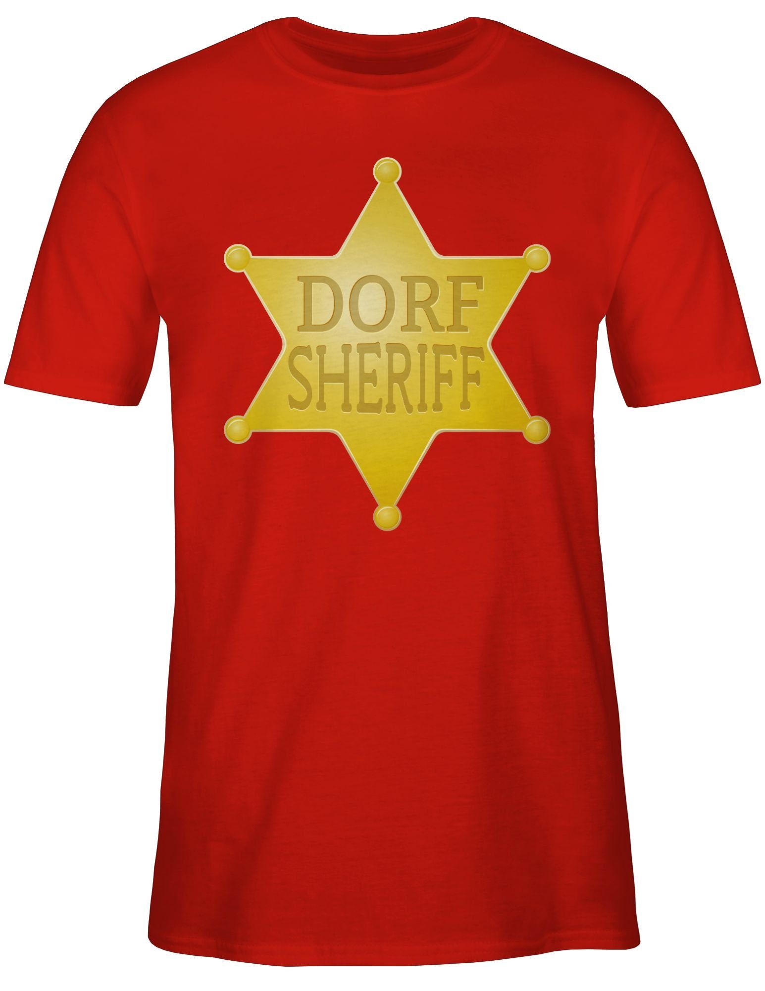 Shirtracer T-Shirt Dorf Karneval 3 Outfit goldener Rot Sheriff Stern