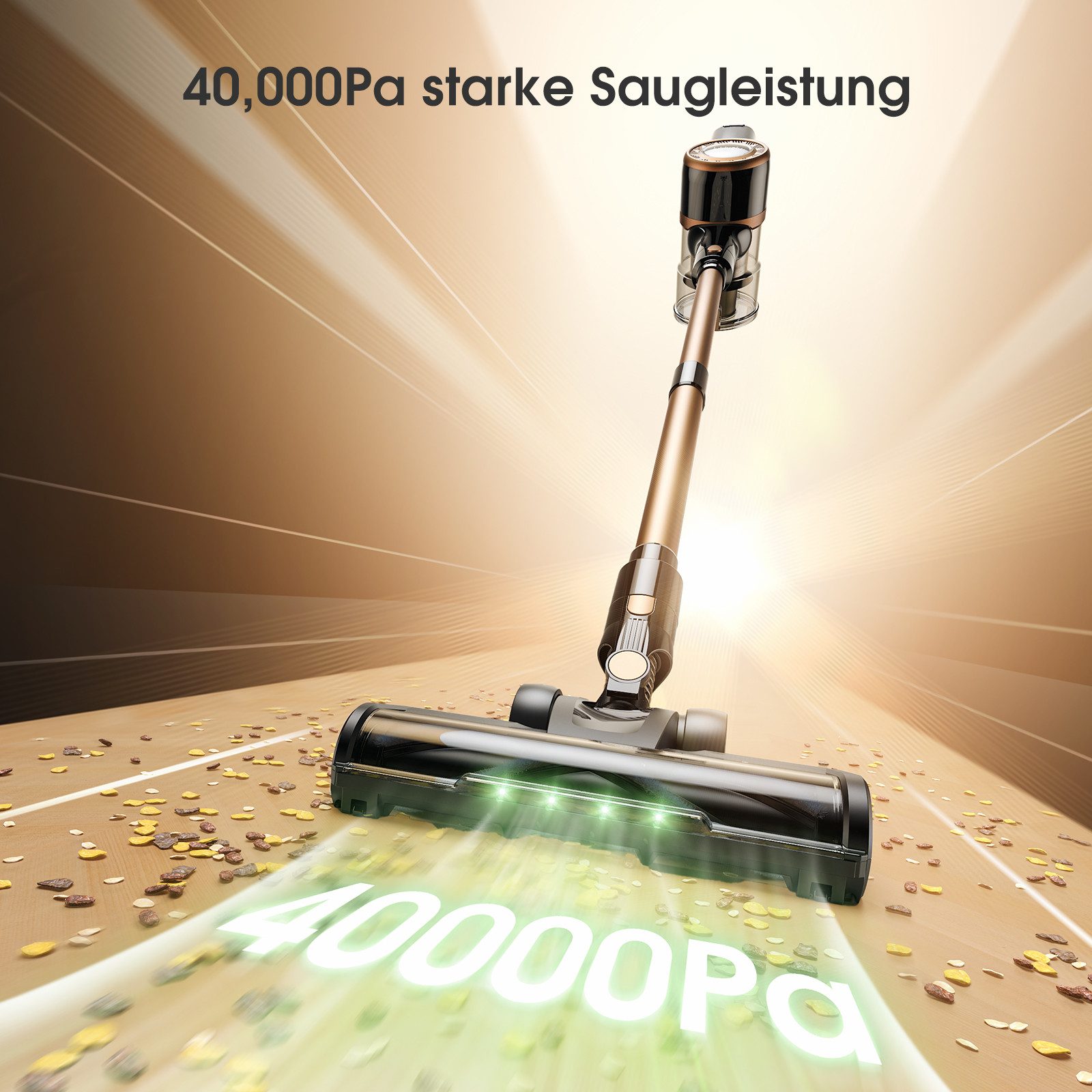 lubluelu Akku-Hand-und Stielstaubsauger P2 kabellos 6in1 Akkustaubsauger mit Geen LED 40KPA, 150 W, beutellos, 40000 Pa / V-förmige, große Anti-Verhedderungsbürste