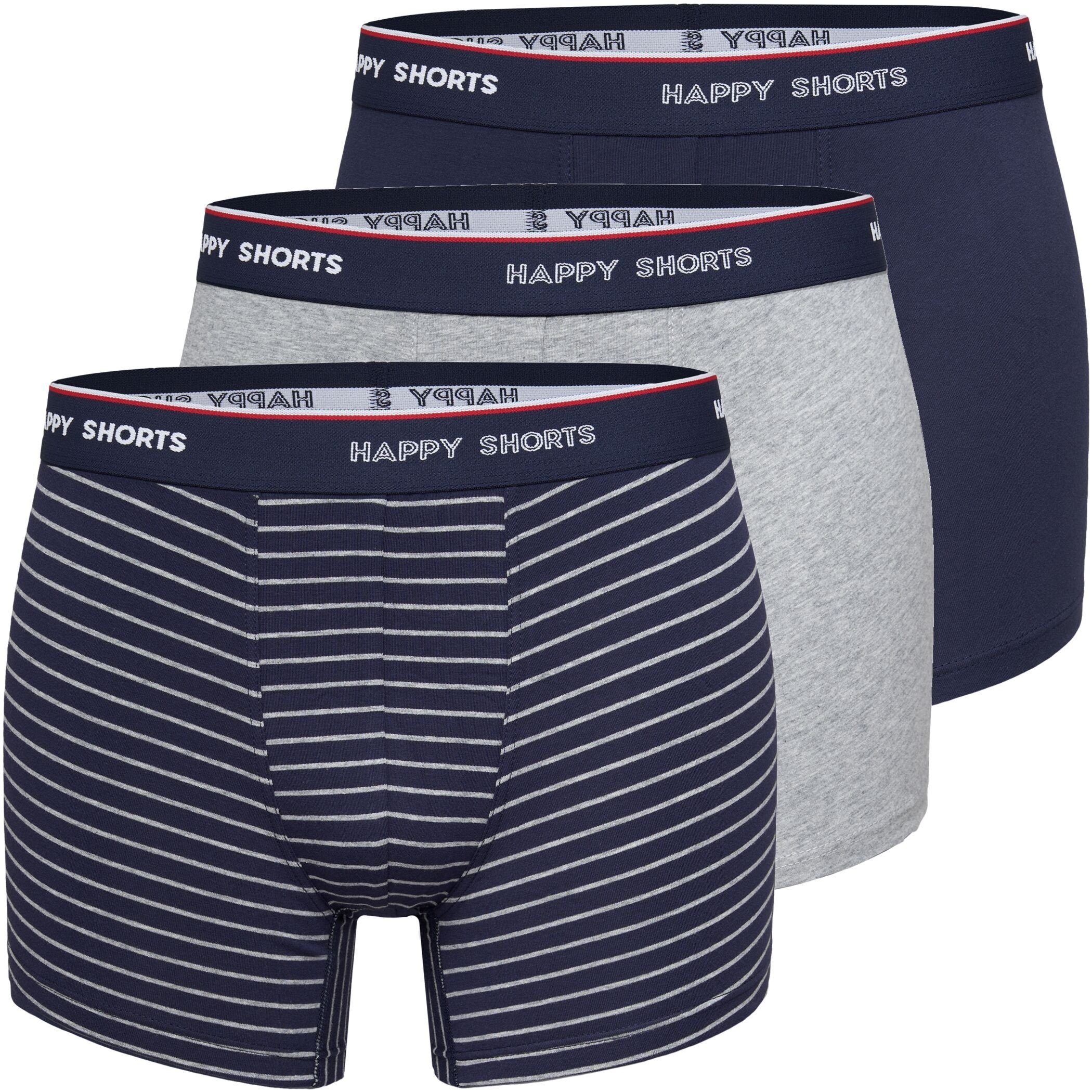 HAPPY SHORTS Trunk 3er Pack Happy Shorts Boxershort Pant Jersey marine maritime Streifen (1-St)