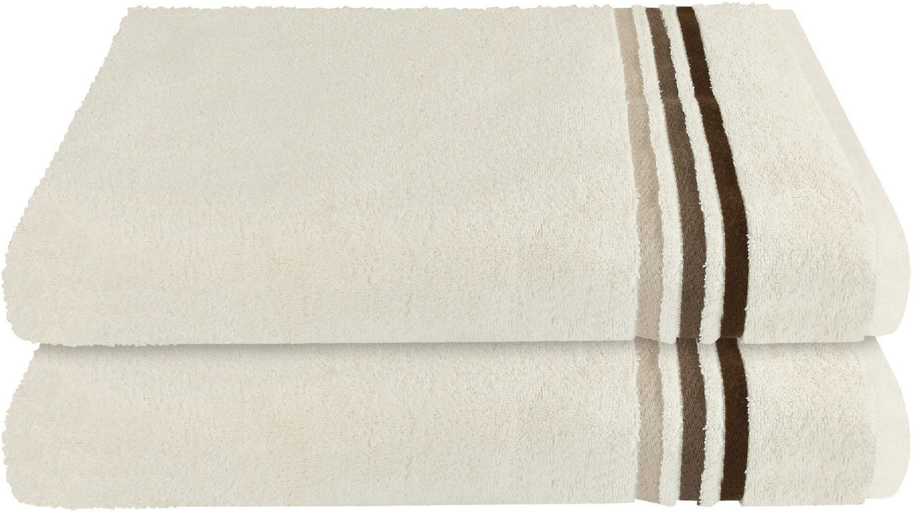 Schiesser Duschtücher Skyline Color aus 100 % Baumwolle mit eleganter Streifenbordüre, Frottier (Set, 2-St), OEKO-TEX® MADE IN GREEN