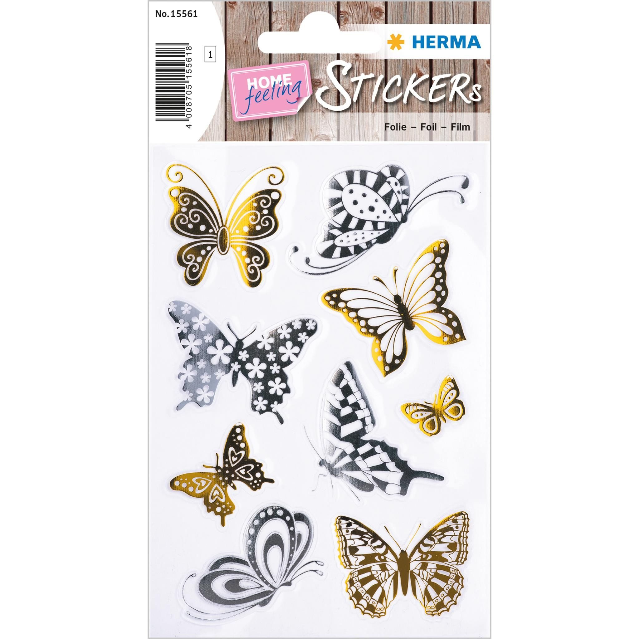HERMA Sticker Herma Sticker CREATIVE Schmetterlinge Gold- und Silberfolie 1 Bl