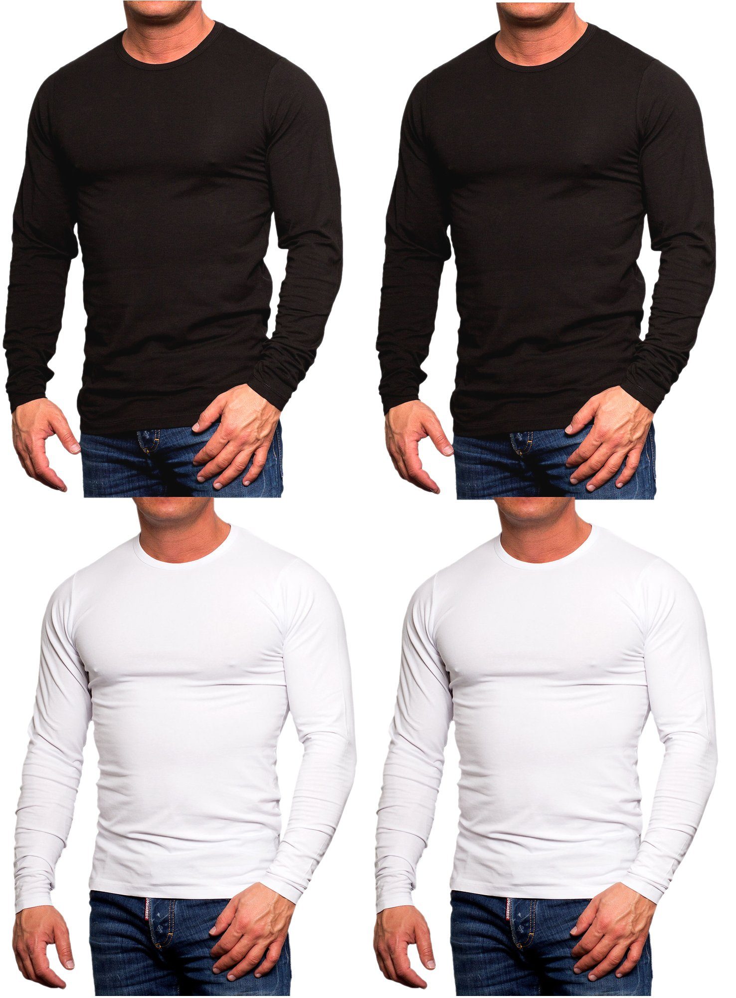 Mix Jones Jack mit Pack & Rundhalsausschnitt 2 Shirts (4er-Pack) Langarmshirt Basic 4er