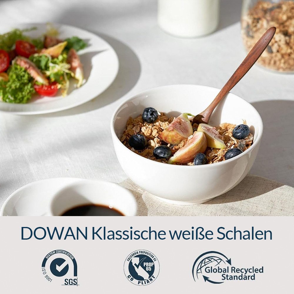 Dowan Müslischale 650 ml Keramiksuppen- & Müslischalen - 15 cm, Weiß, (4-tlg), spülmaschinengeeignet