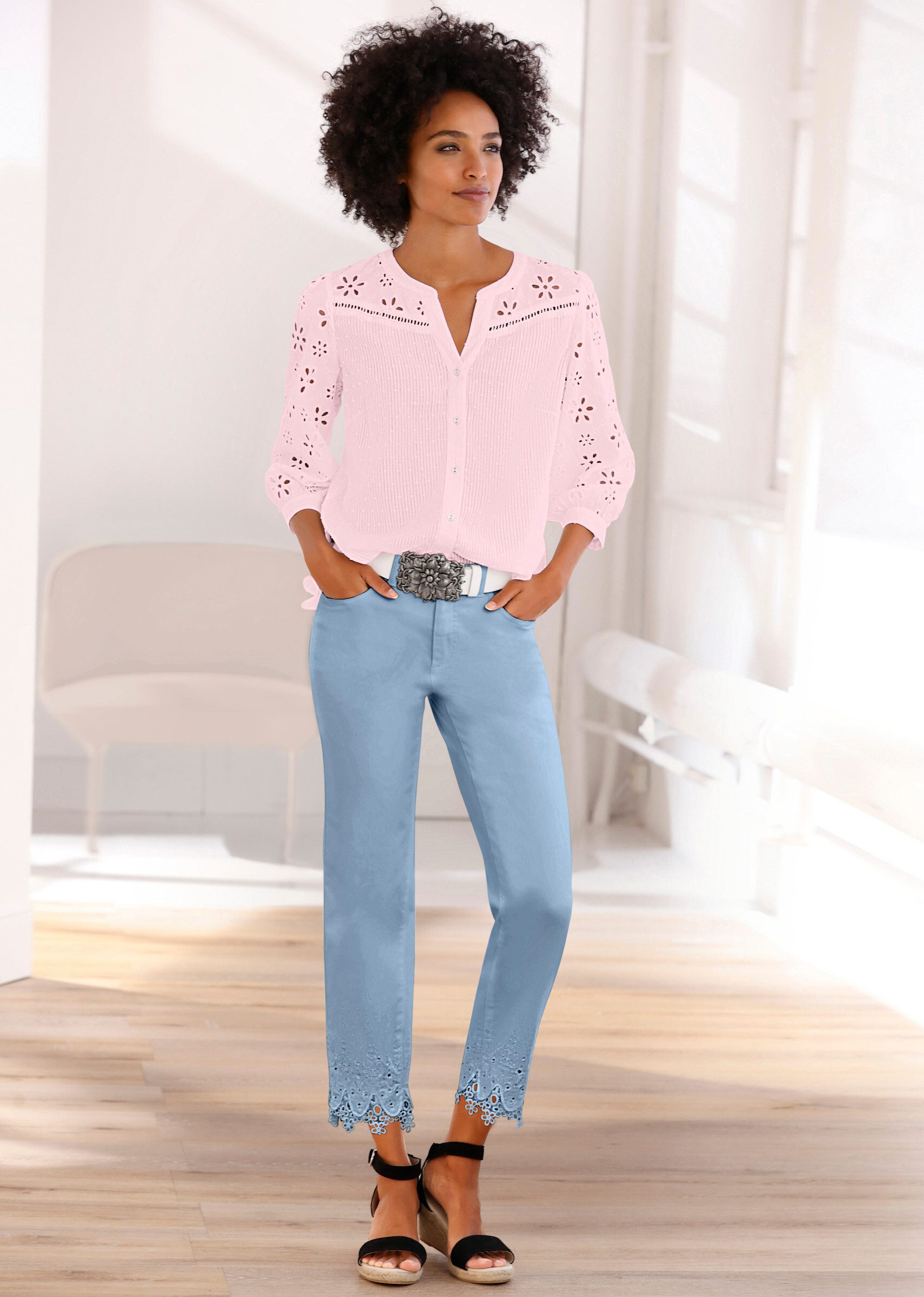 heine Klassische Bluse Baumwollbluse .