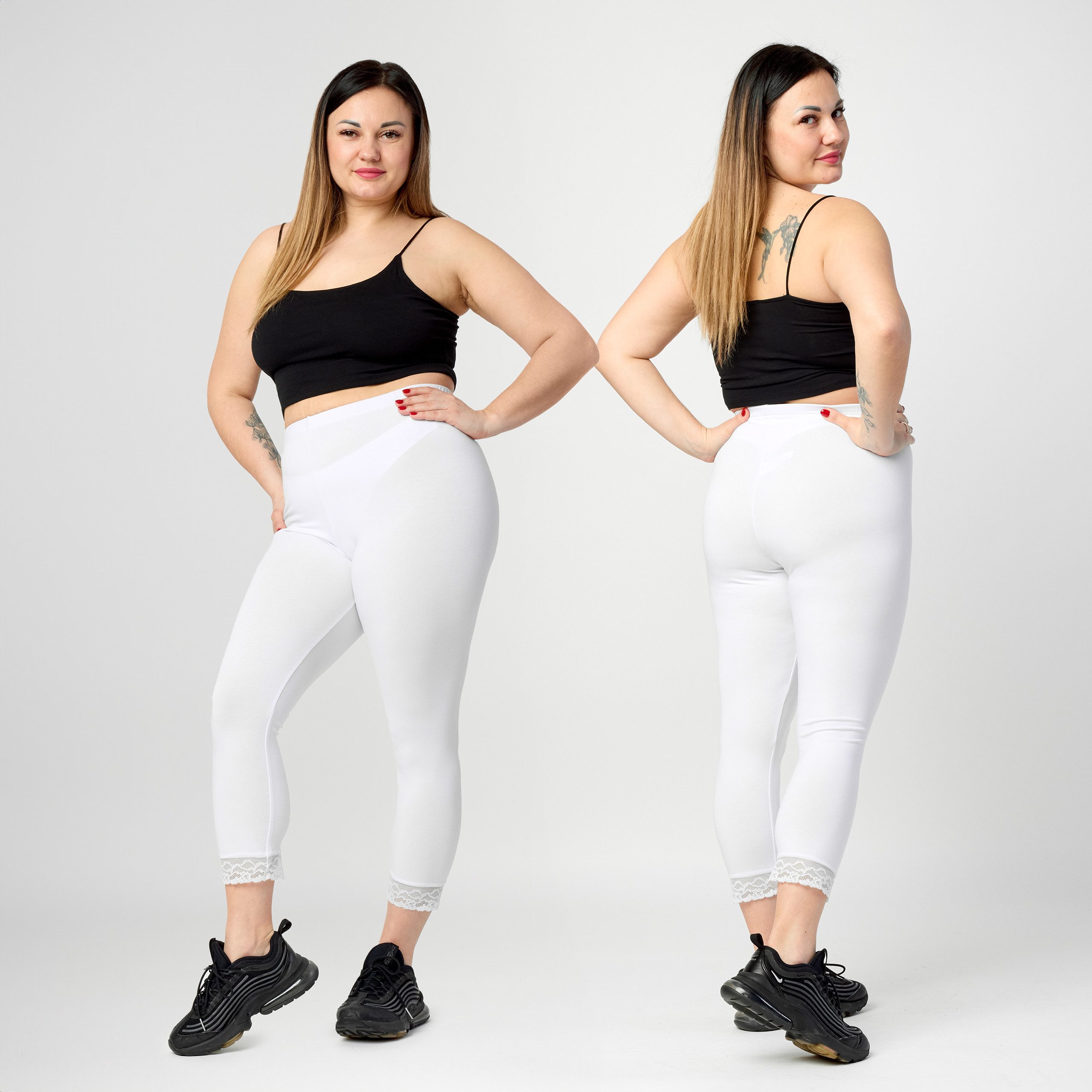 Merry Style Leggings Große Größen Damen 3/4 Länge mit Spitze aus Viskose MS günstig online kaufen