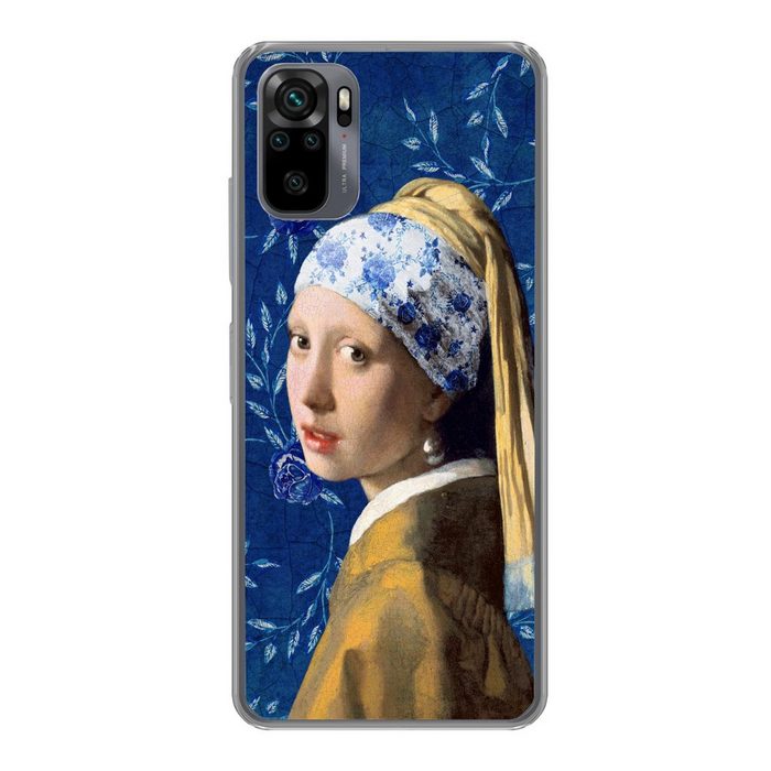 MuchoWow Handyhülle Mädchen mit Perlenohrring - Delfter Porzellan - Vermeer - Blumen - Phone Case Handyhülle Xiaomi Redmi Note 10 Silikon Schutzhülle