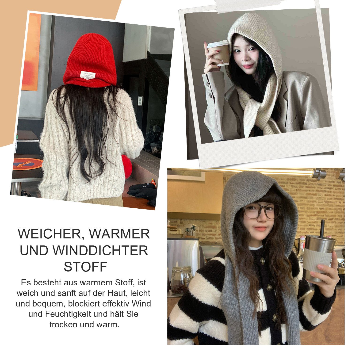 Refttenw Mütze & Schal Mütze Schal Set Damen Wintermütze – Weiche Wollmischung Klassisches Unifarben