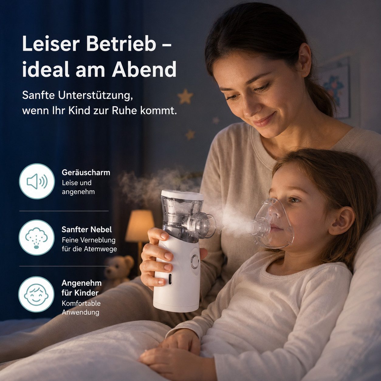 Tekoo Inhalationsgerät Inhalationsgerät Mesh-Vernebler tragbar Kinder & Erwachsene USB, Mehrteilig, 8-teiliges Set inkl. Masken und Zubehör, Flüsterleise unter 45dB, mikrofeine Vernebelung (1-5µm)