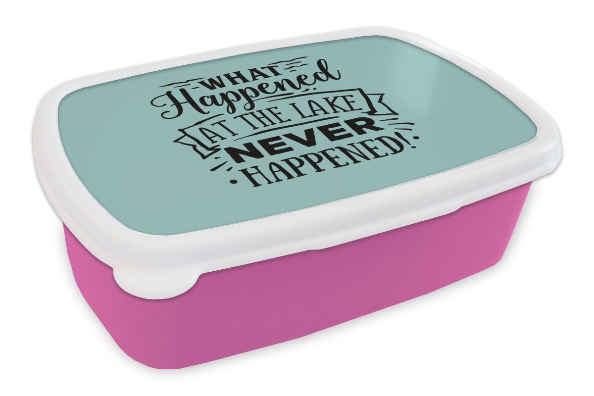 MuchoWow Lunchbox Sommer - Zitat - Blau, Kunststoff, (2-tlg), Brotbox für Erwachsene, Brotdose Kinder, Snackbox, Mädchen, Kunststoff rosa