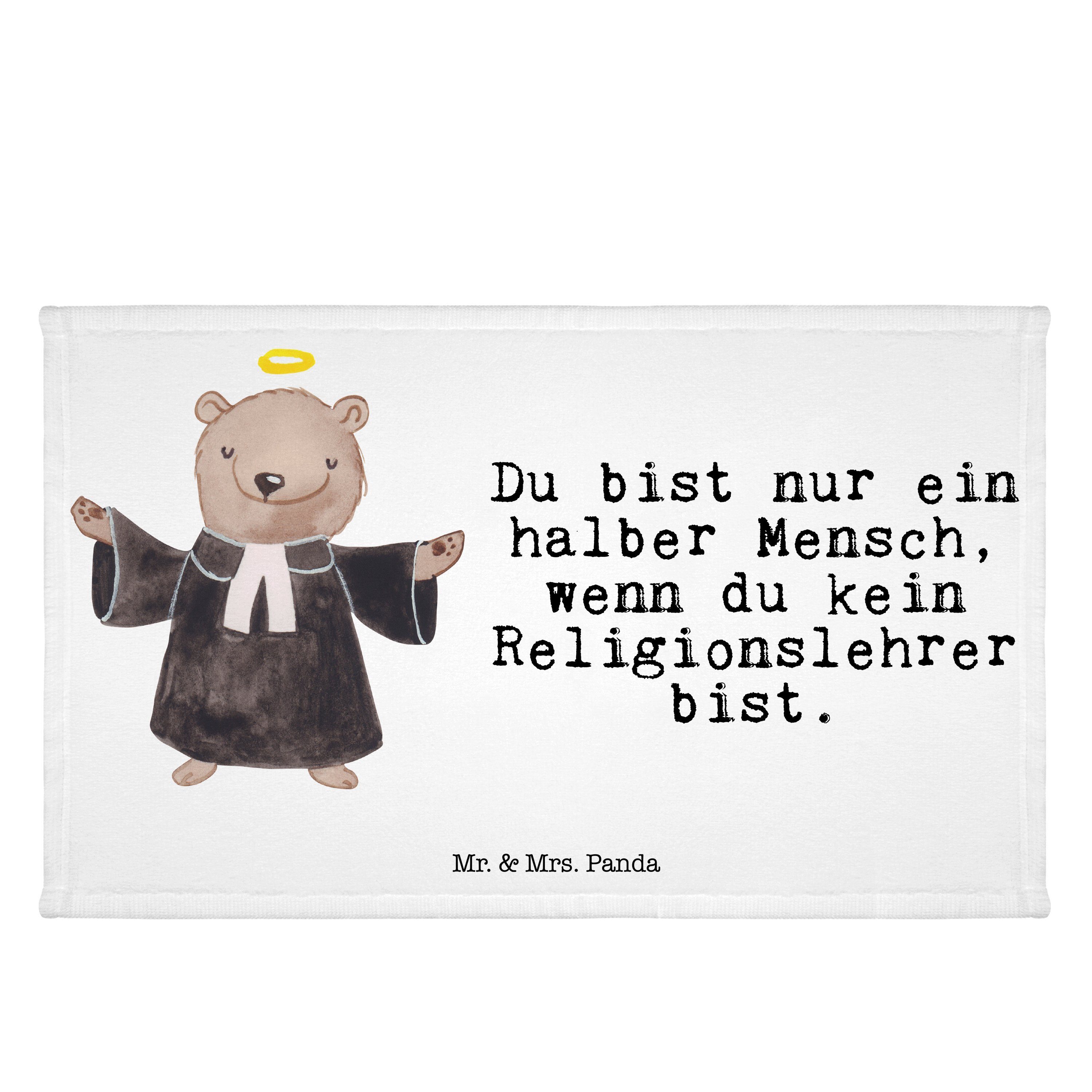 Weiß Reisehan, Kollege, (1-St) - Panda Religionslehrer Handtuch & Schule, - Geschenk, Herz Mrs. mit Mr.
