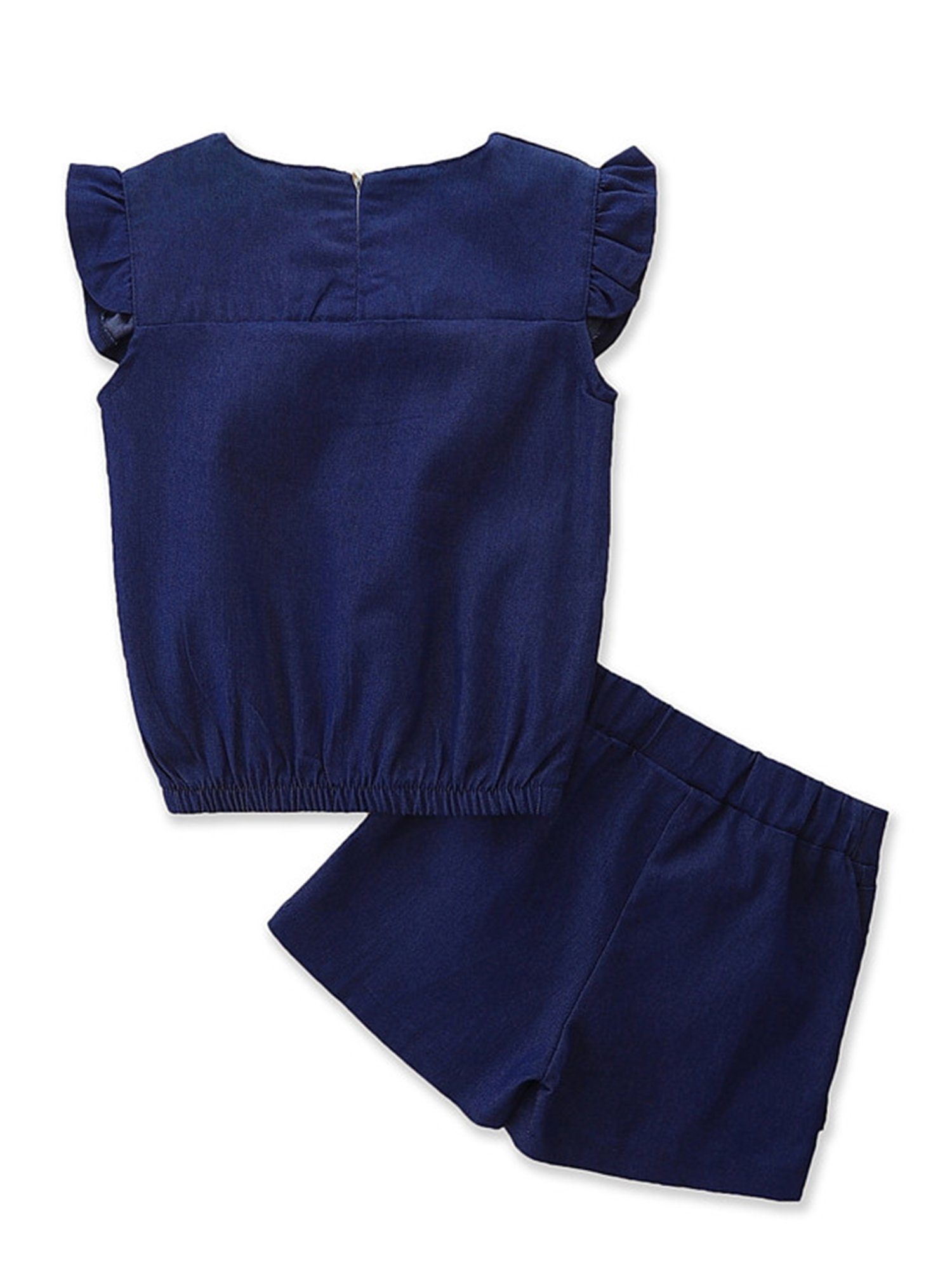 Kinder Mädchen (Gr. 50 - 92) LAPA Shirt & Shorts Ärmelloser Jeansanzug für Mädchen, zweiteilig