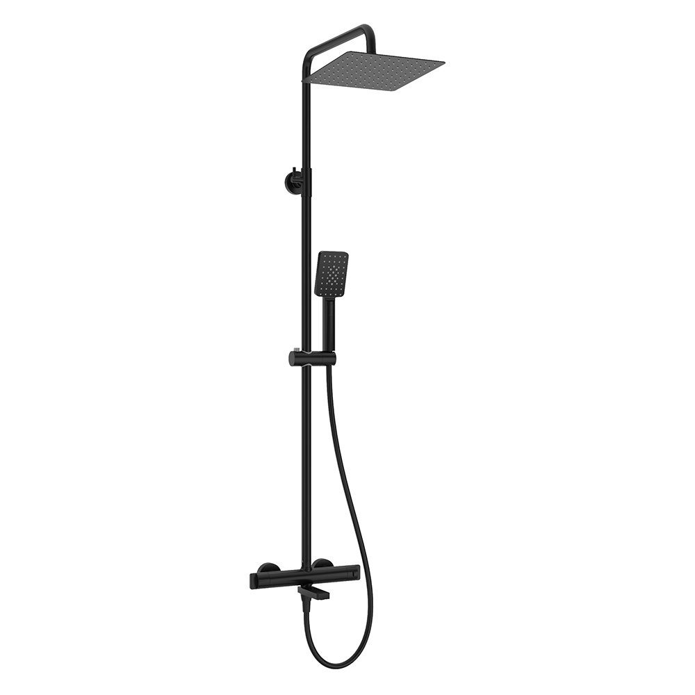 Lomadox Badarmatur DEANTE-30 Duschsystem Duschgarnitur mit Regenbrause in schwarz