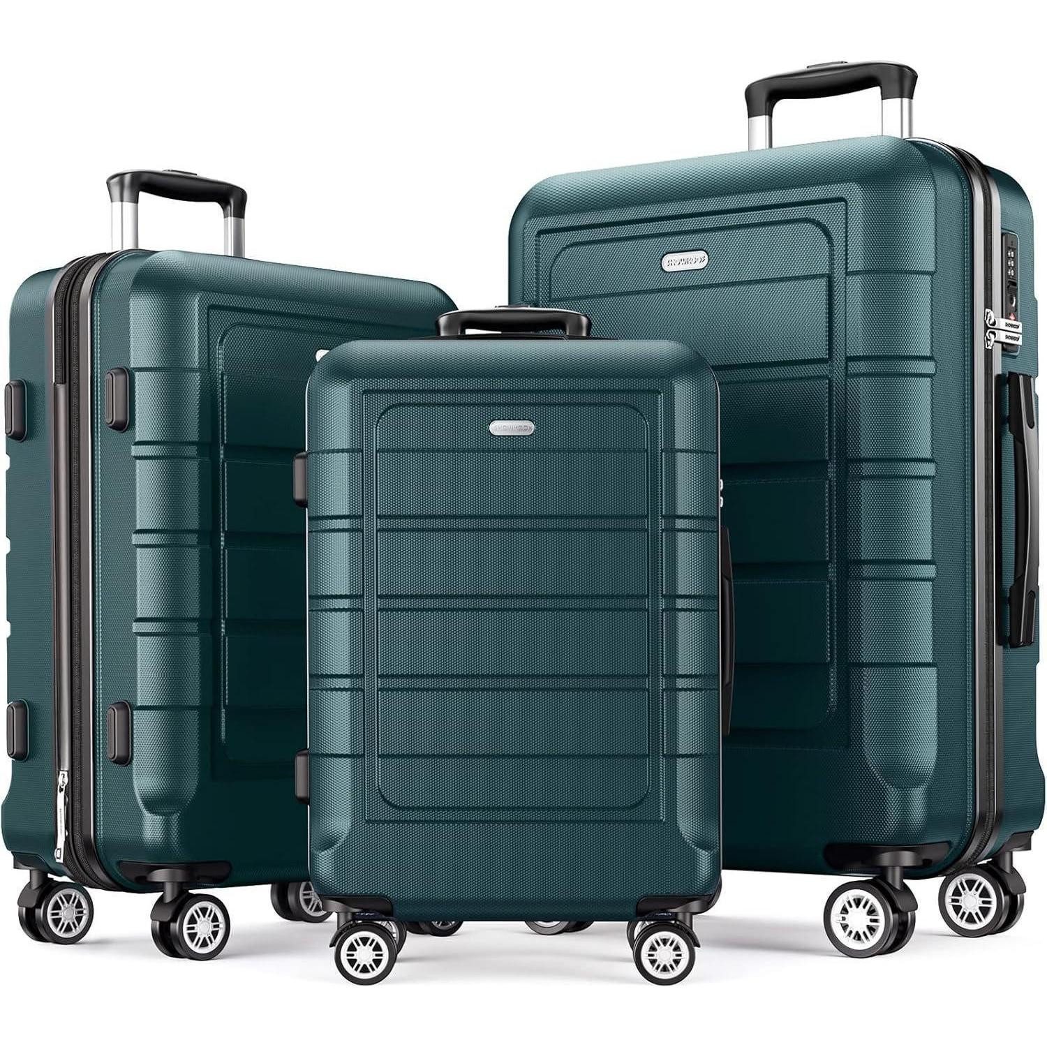 LuxusKollektion Kofferset Hartschale Kofferset 3tlg Leicht ABS+PC TSA Schloss 4 Rollen