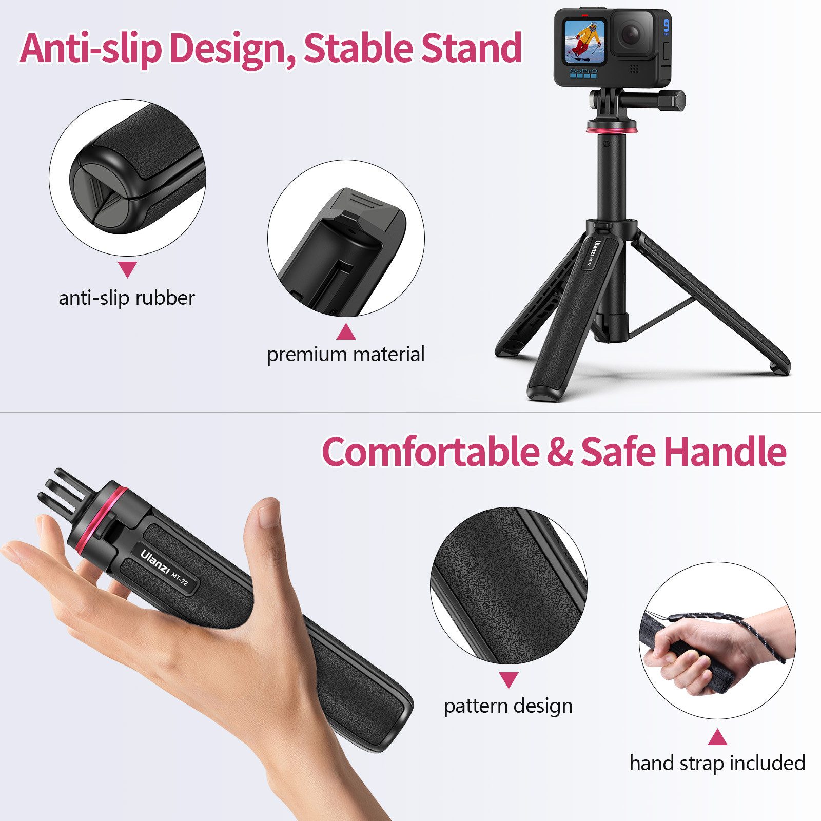 ULANZI MT-72 Ausziehbares Magnetstativ für GoPro DJI OSMO Action 3 Dreibeinstativ