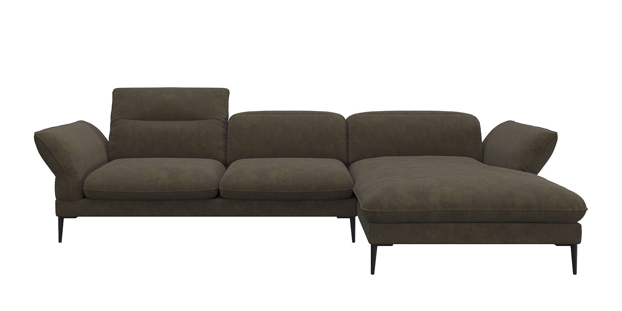 FLEXLUX Ecksofa Salino, Funktionssofa mit Recamiere, Relaxsofa, Ecksofa, Sofa mit Arm- und Kopfteil-Verstellungen, Kaltschaum & Stahl-Wellen