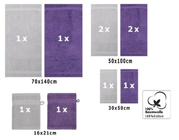 Betz Handtuch Set 10-TLG. Handtuch-Set Classic, 100% Baumwolle, (Set, 10-tlg), Farbe lila und silbergrau