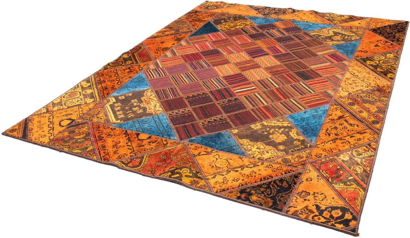 Teppich Patchwork - 234 x 176 cm - mehrfarbig, morgenland, rechteckig, Höhe: 7 mm, Wohnzimmer, Handgeknüpft, Einzelstück mit Zertifikat