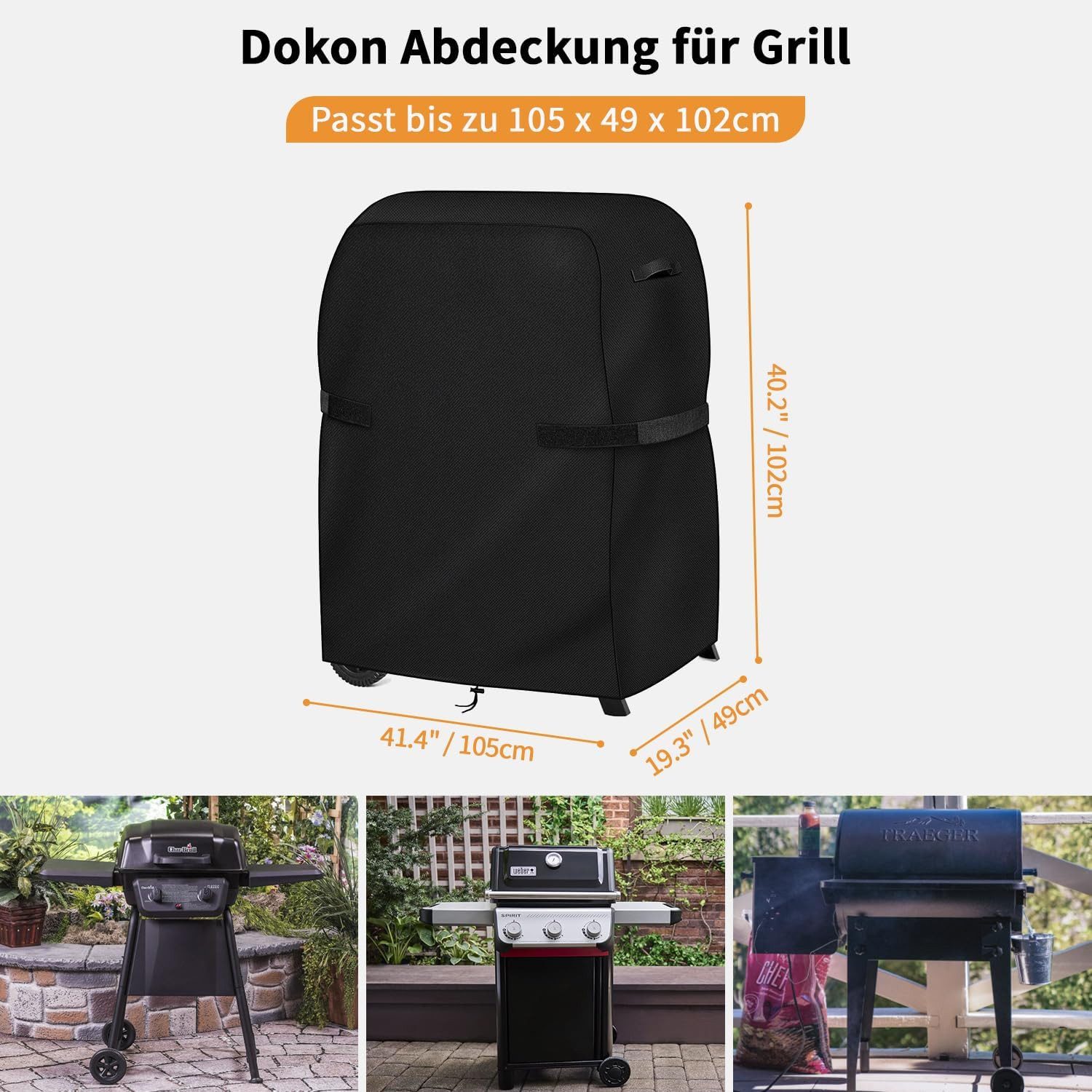 FELIXLEO Grillabdeckhaube Grillabdeckung wasserdicht wetterfest Staubschutz Oxford Stoff