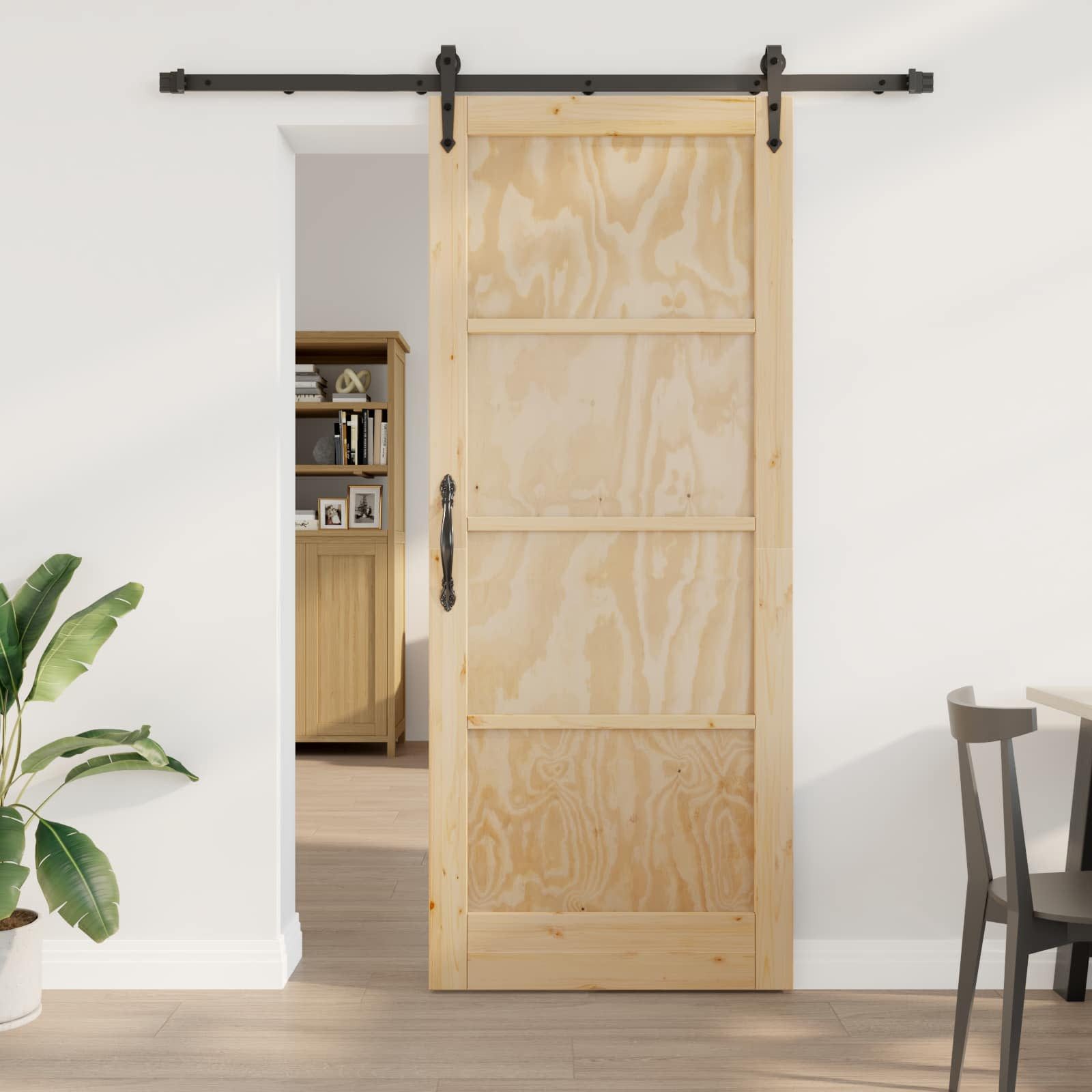 vidaXL Haustür Schiebetür ORKDAL Natürlich und Schwarz 86 x 211 cm (1-St)