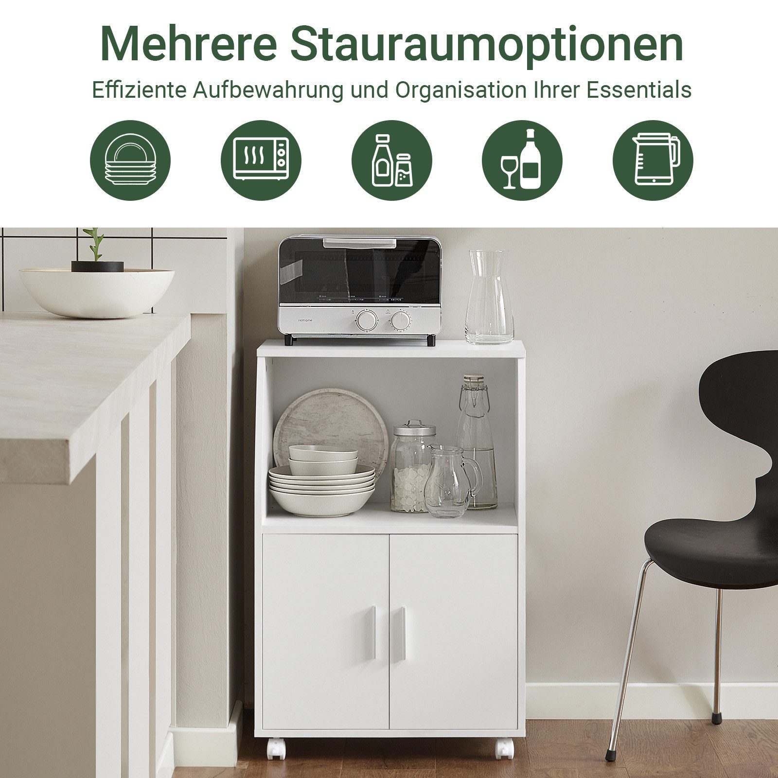 SoBuy Küchenwagen FRG241, Mikrowellenschrank auf Rollen, Küchenschrank Buff günstig online kaufen