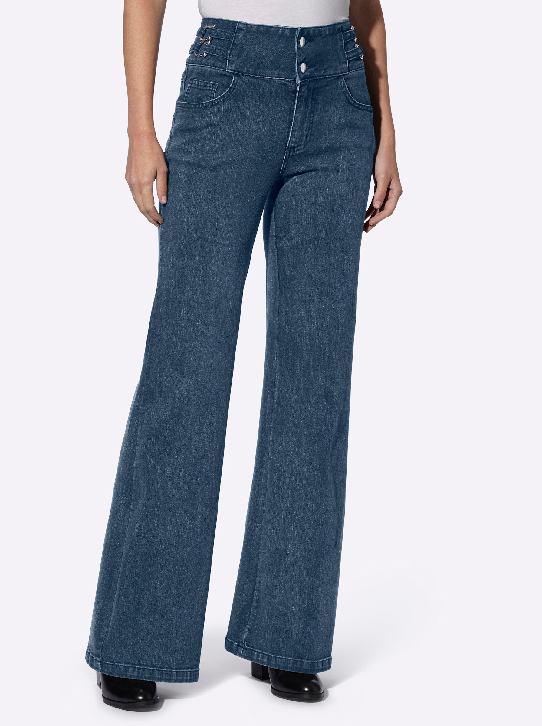 heine Bequeme Jeans Bootcut-Jeans erhöht