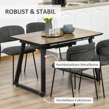 HOMCOM Esstisch im Industriedesign für 6 Personen, ausziehbare Tischplatte (Set, 1-St., 1 Esstisch), Küchentisch in Holzoptik, Braun