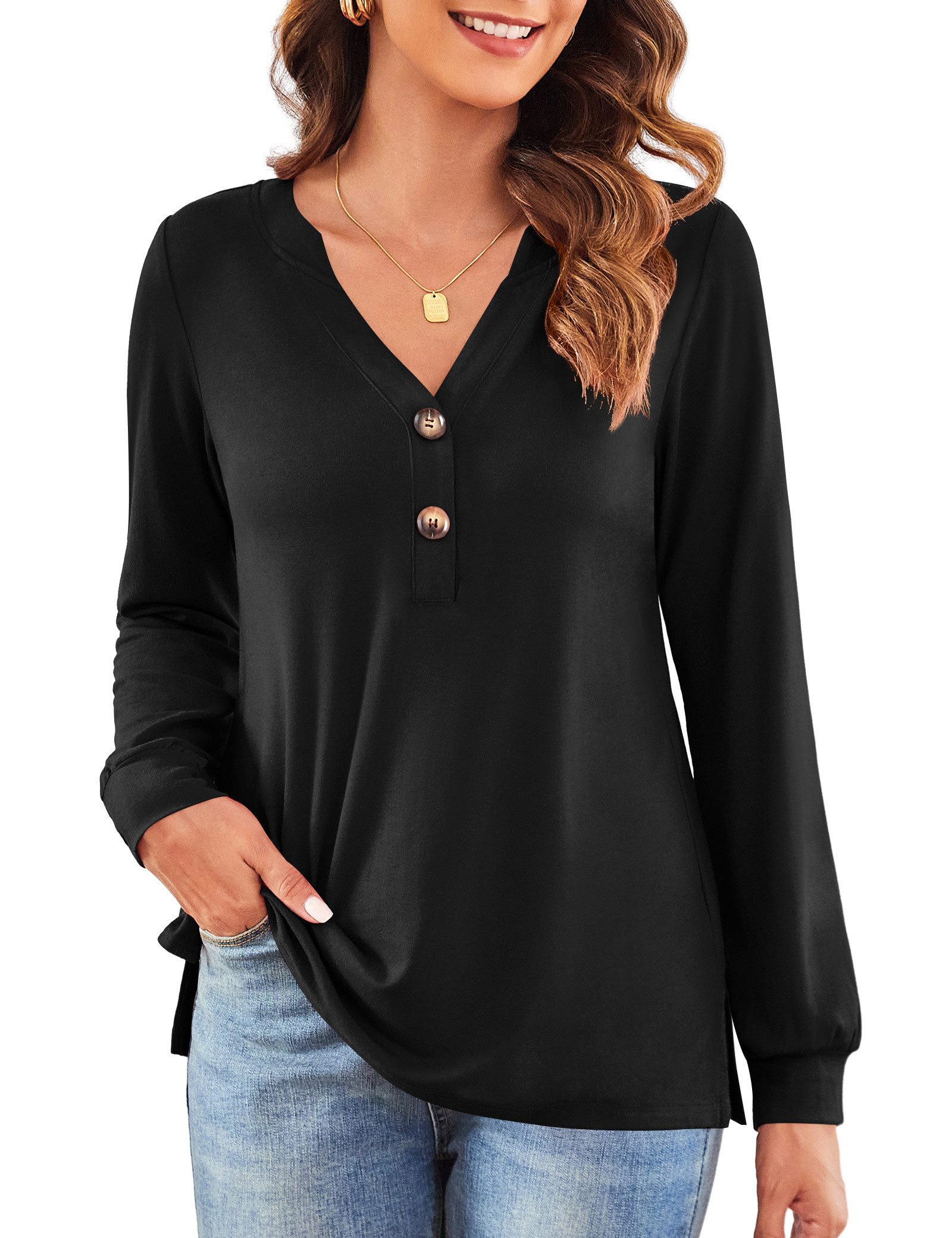 Beluring Langarmshirt Damen Oberteil Elegantes Langarmhemd günstig online kaufen