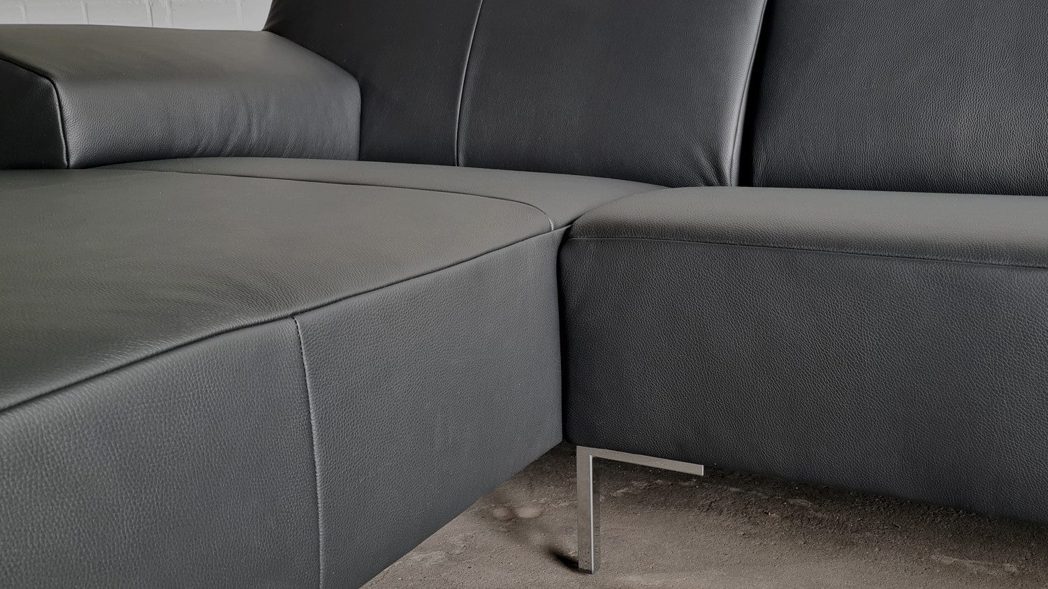 Rolf Benz Ecksofa ROLF BENZ Ecksofa Freistil 180 links Leder schwarz 260x170, Echtes Leder