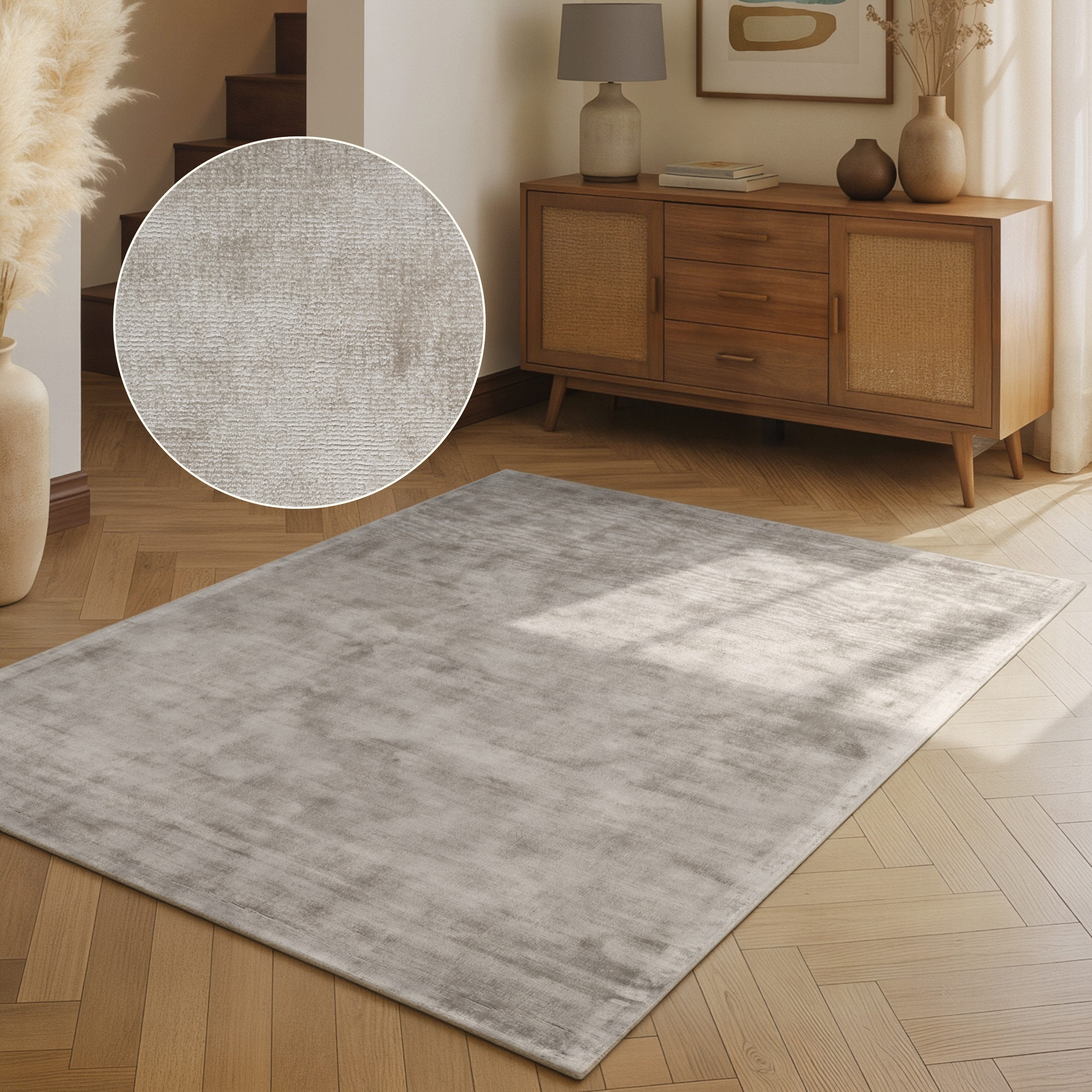 vikosa Teppich Noemi, rechteckig, Höhe: 10 mm, Dezenter Glanz, Weich, Seidenoptik, Viskose, Wohnzimmer, Schlafzimmer