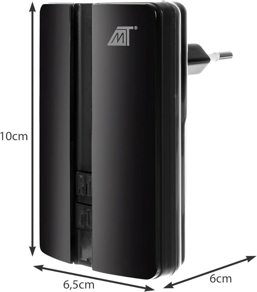 MT MALATEC Türklingel-Set Kabellose Batterielose Türklingel Haustür 150m IP44 Schwarz, 1 Empfänger, 51 Klingeltöne, (2-tlg)