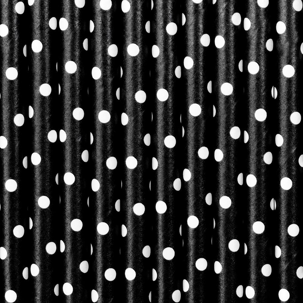 partydeco Trinkhalme, Papierstrohhalme mit Punkten 19cm schwarz weiß 10er Set