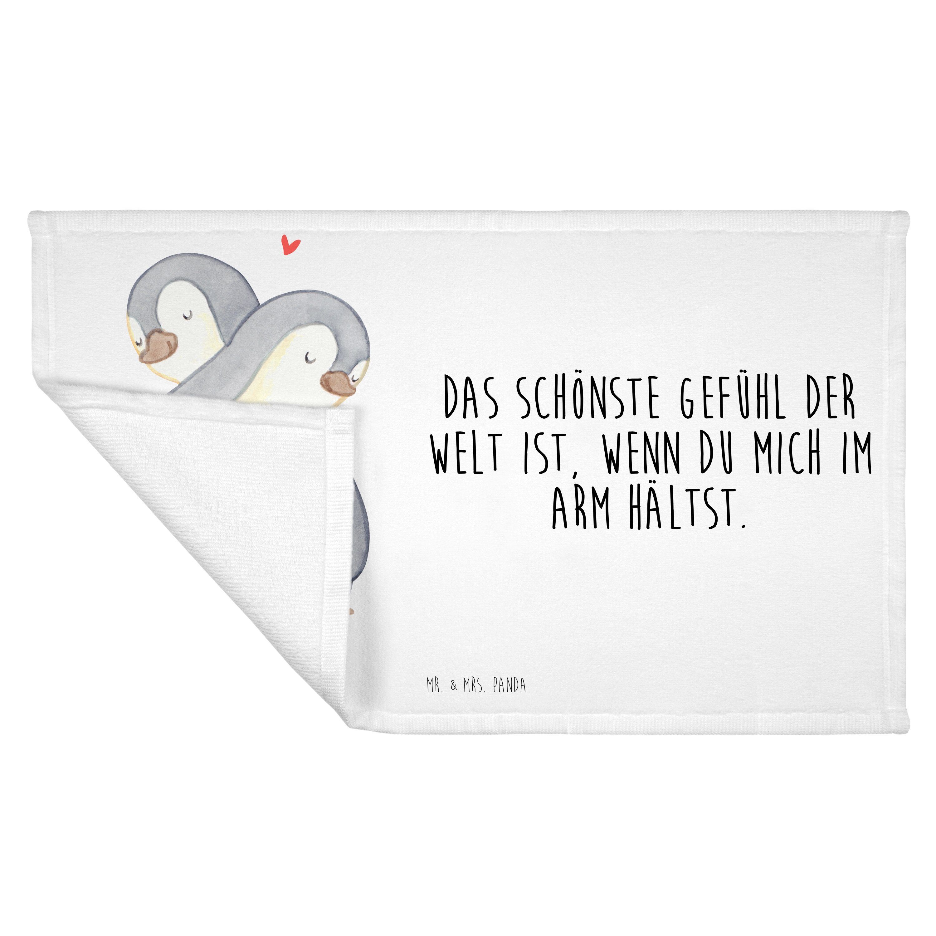 Mr. & Mrs. Pinguine Panda Kuscheln Handtuch (1-St) Liebe, Geschenk, - - Reisehandtu, Weiß Valentinstag