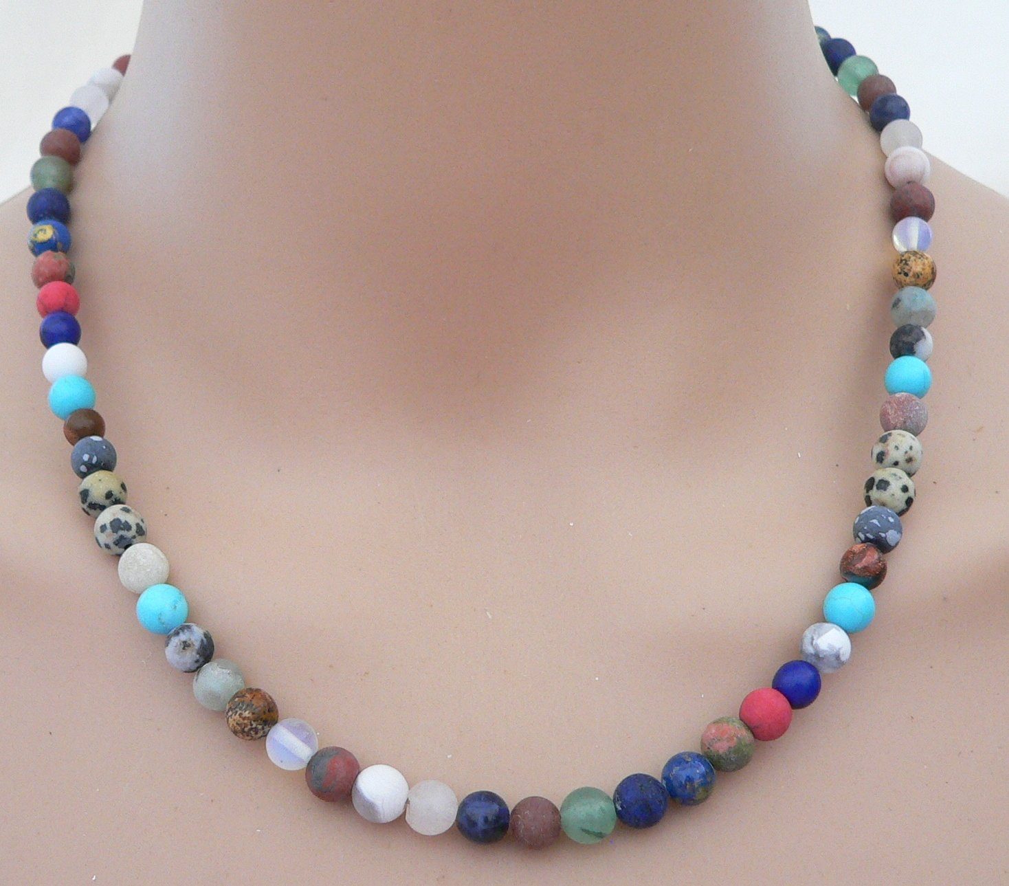 traumschmuck Kette ohne Anhänger 801b Halskette Collier Perlen Edelsteine bunt mehrfarbig multicolor (Geschenk, Muttertag, Weihnachten, Geburtstag, Valentinstag, incl. Schmuckbox), handgefertigt, Made in Germany