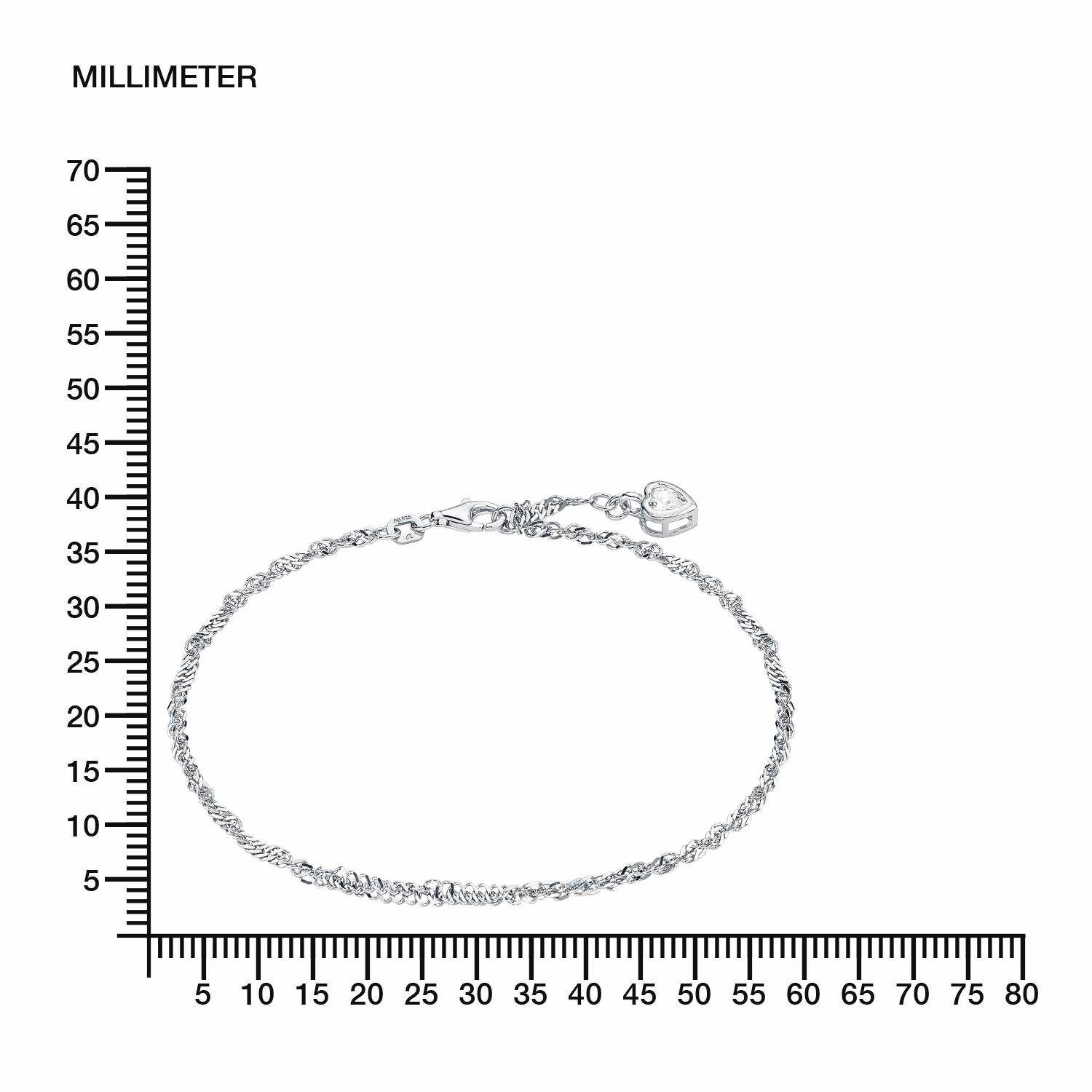 Amor Fußkette mit Anhänger Schmuck Geschenk Silber 925 Körperschmuck Herz, mit Zirkonia (synth)