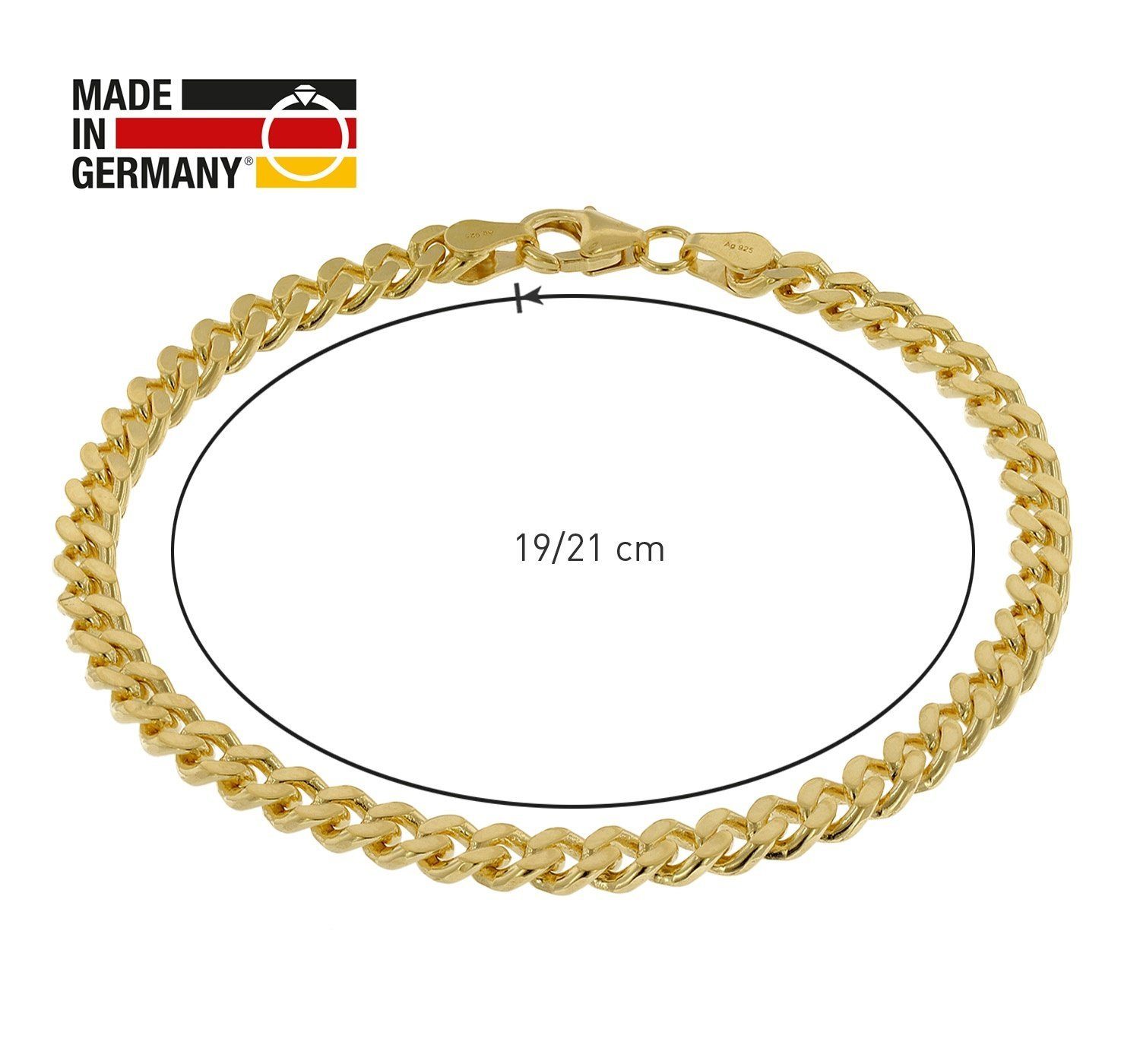 trendor Gliederarmband Gold auf Flachpanzer 4,7 925 Silber breit mm