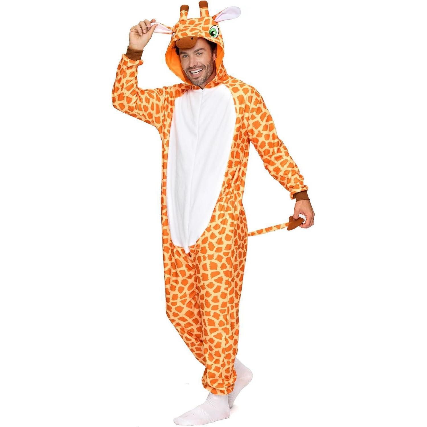 LuxusKollektion Maskottchen-Kostüm Unisex Plüsch Pyjama Giraffe Tier Kostüm Halloween Karneval Größe S