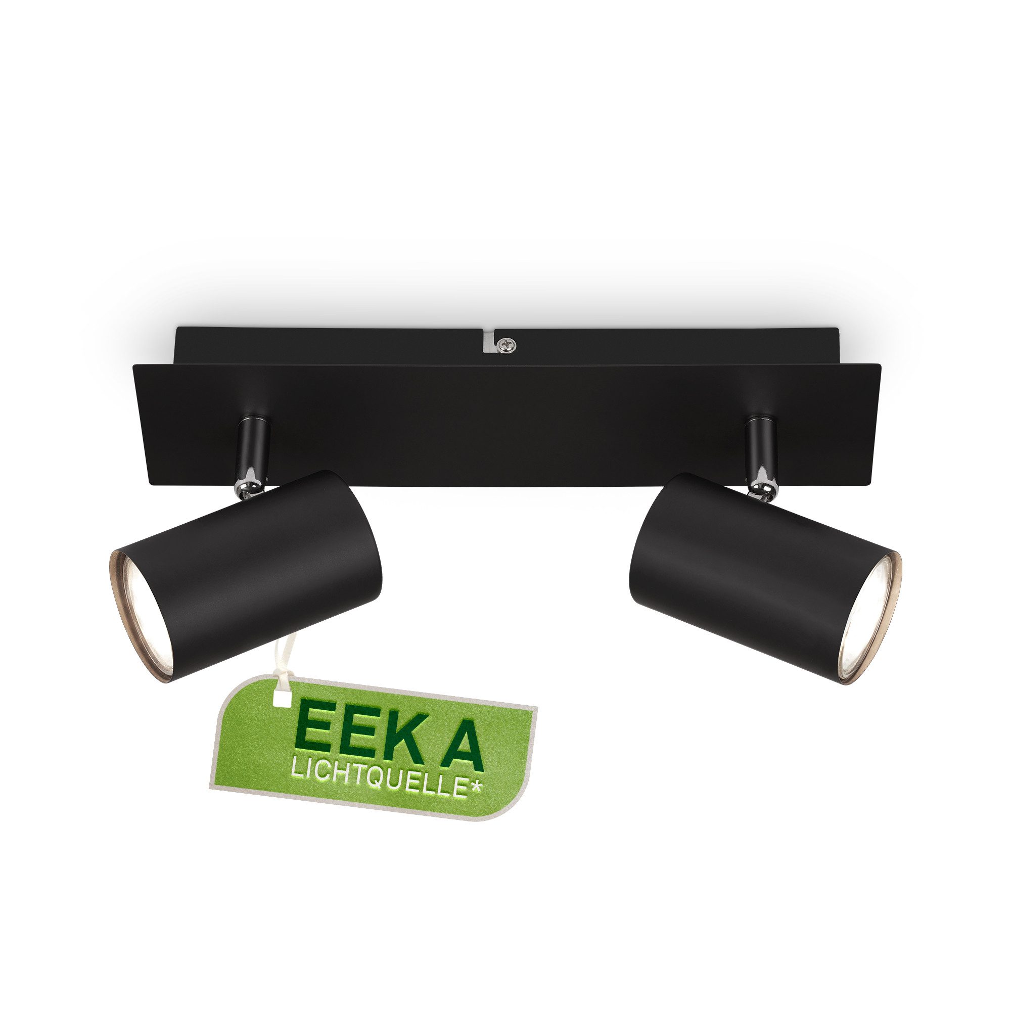 Briloner Leuchten Deckenspot LED Wandlampe Innen Wohnzimmer GU10, Energieeffizient inkl. Leuchtmittel, ohne Leuchtmittel, 2700K - Extra - Warmweiß, Wandlampe, 12x8x12,3cm, Schwarz, max.40W, GU10, Innen, Wohnzimmer