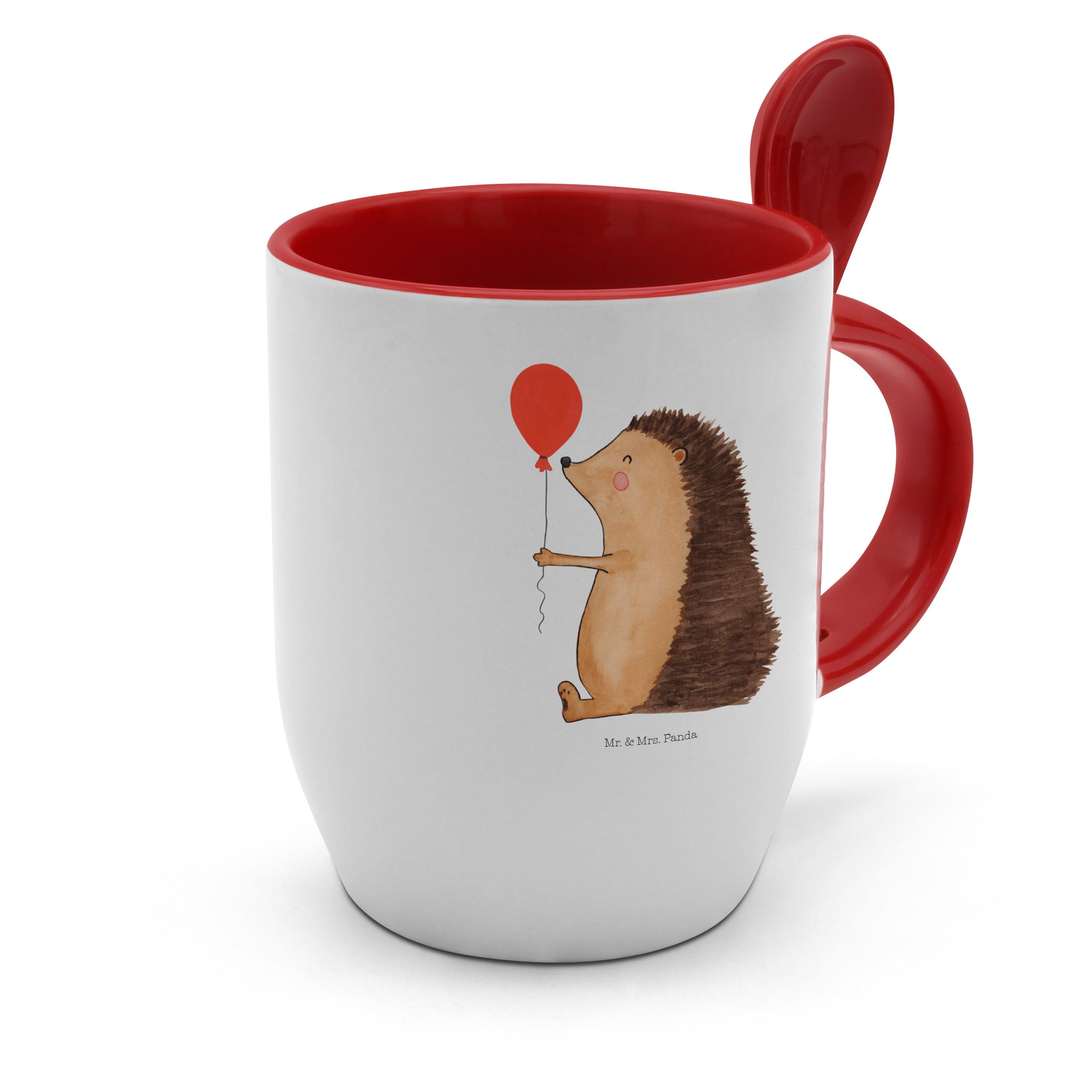 Tasse Luftballon Mr. Spruch, Igel Tasse mit Keramik Mrs. Panda Weiß - Geschenk, & - mit Kaffeetasse,
