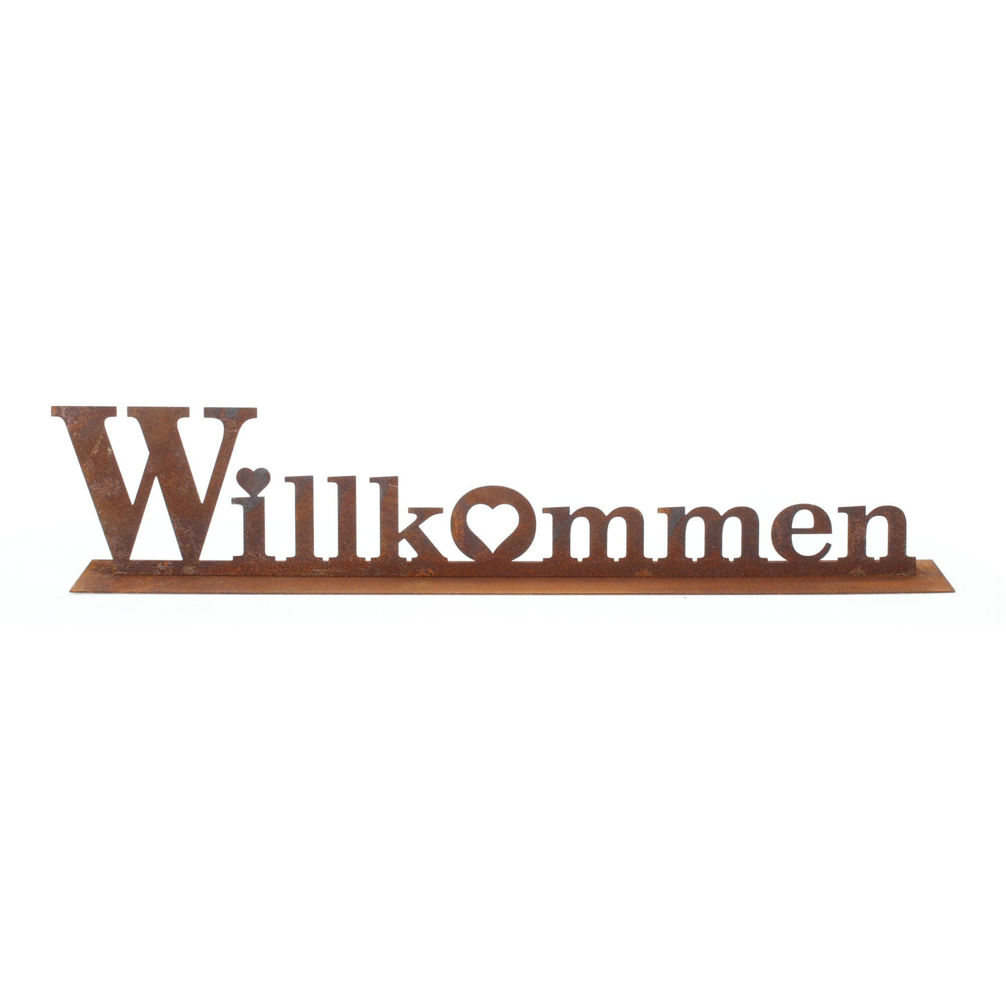 Lünemann Gartenfigur Edelrost Schriftzug Willkommen