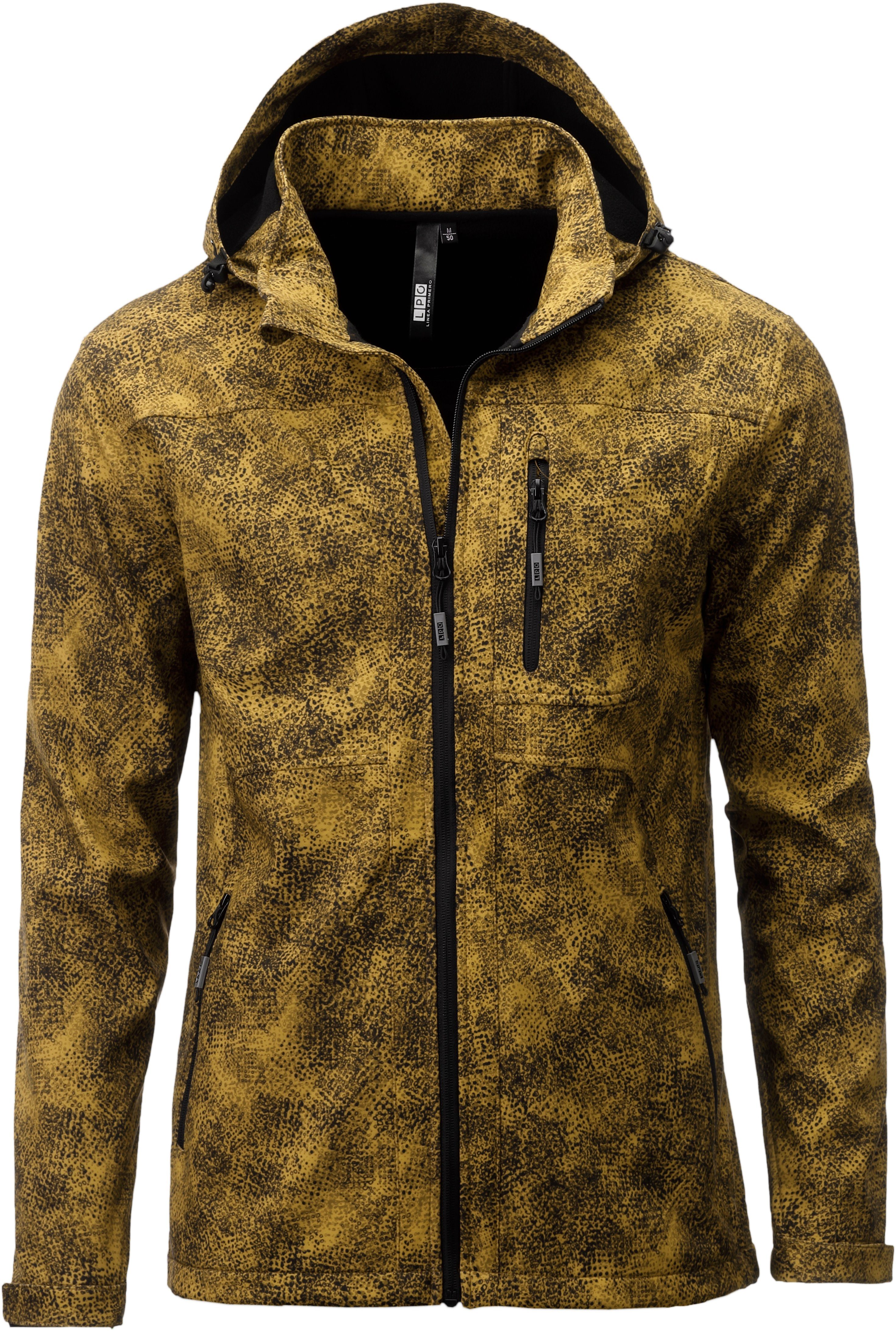 DEPROC Active Softshelljacke SHELBY PEAK III MEN mit abnehmbarer Kapuze chipmunk print