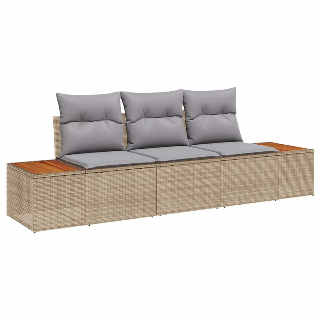 vidaXL Loungesofa Garten-Sofa-Set 3 pcs Beige und Hellgrau Poly Rattan, 3 Teile