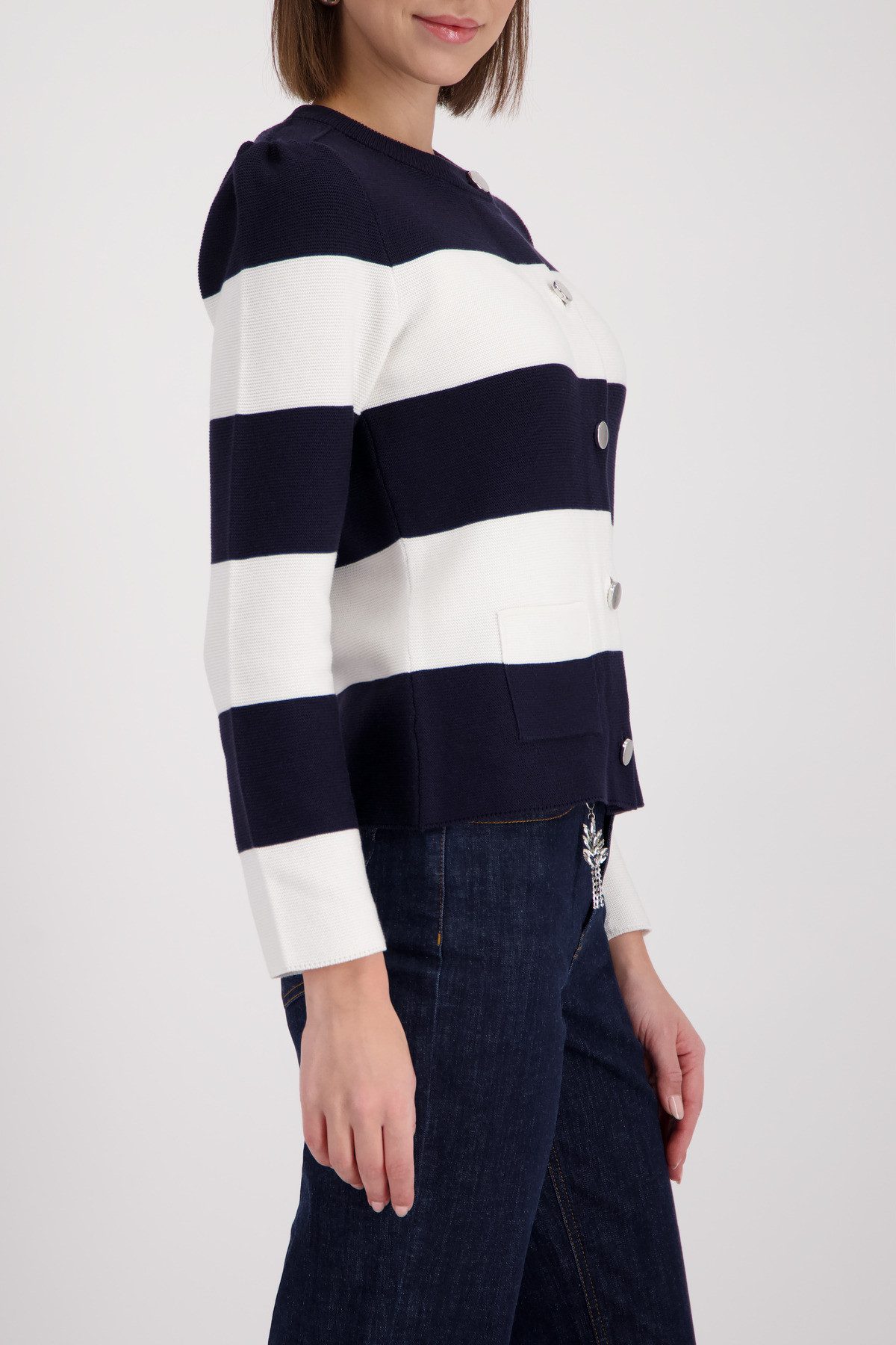 Monari Strickpullover Strickjacke mit Streifen - Regular Fit