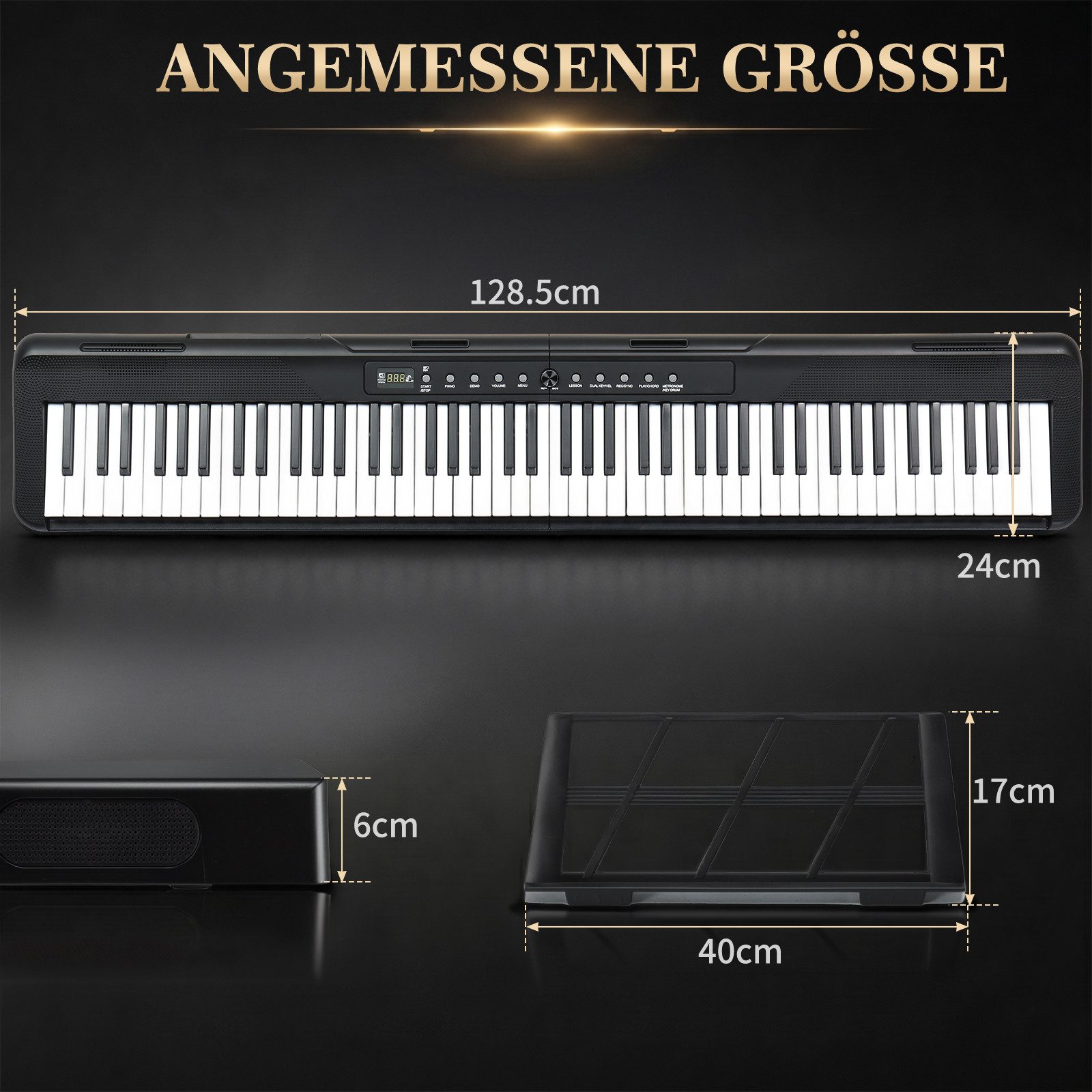 LALAHO Digitalpiano 88 Tasten E Piano halbgewichtete Tastatur Bluetooth, mit Aufnahmefunktion, Metronom & Stereolautsprechern – Bild 4 von 5