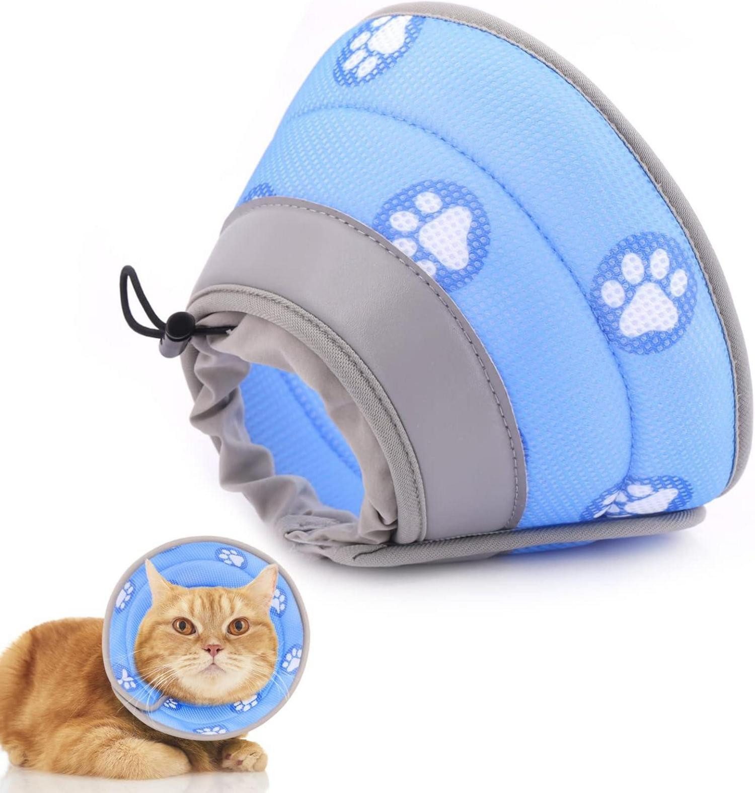 Supet Schutzkragen Halskrause Katze Verstellbarer Weich Kragen Cone Blau S 12.7-22.9cm