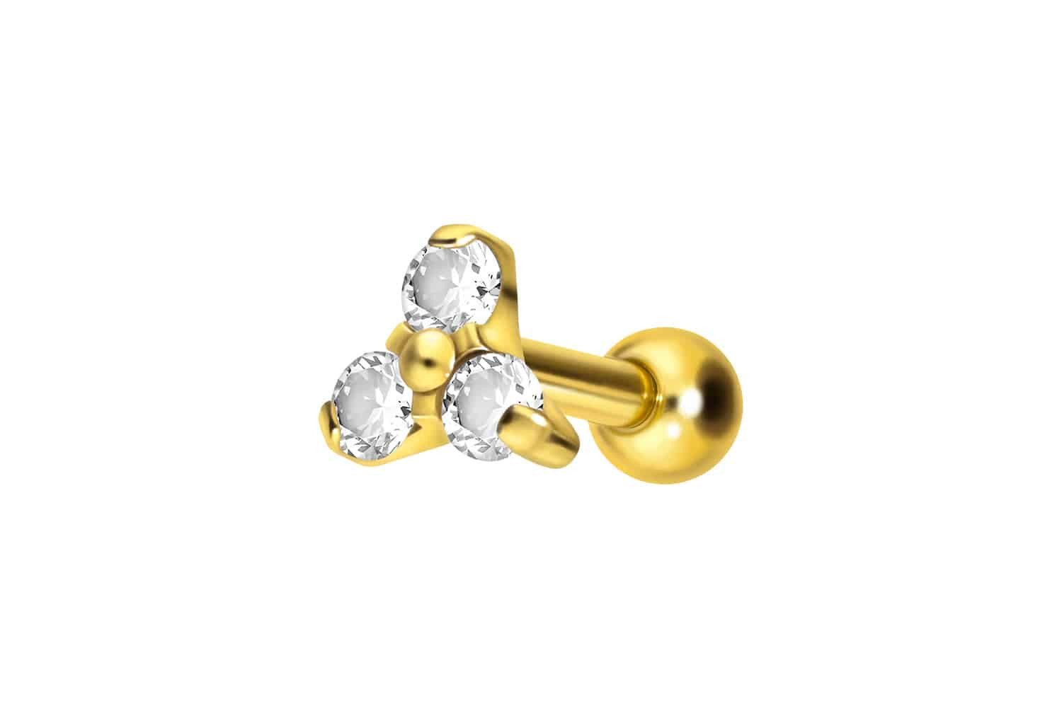 Piercing-Set Titan Ohrpiercing mit Innengewinde KRISTALLBLUME