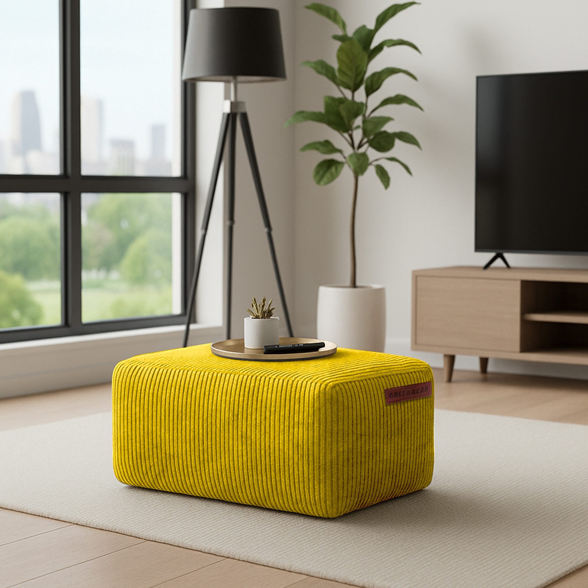 Green Bean Pouf Ottomane Cord (Indoor Sitzhocker Sitzkissen Fußhocker Relax-Sessel, Made in Germany), die ideale Ergänzung zum Sitzsack – Bild 2 von 5