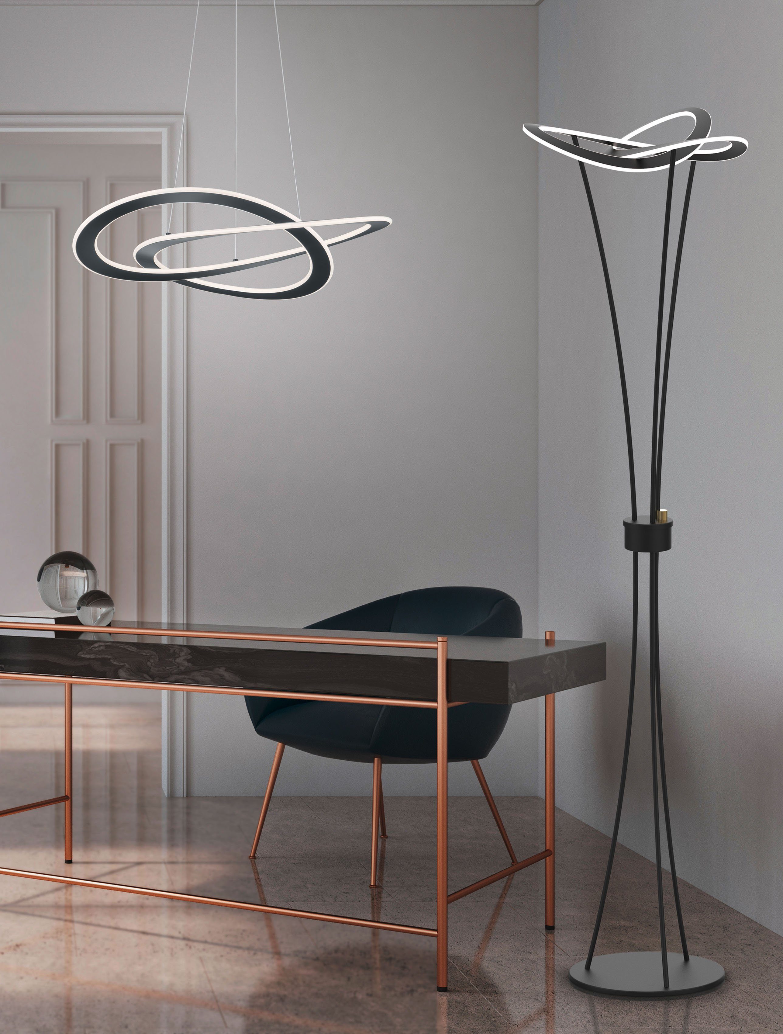 TRIO Leuchten LED Stehlampe »Oakland«, Moderne Stehleuchte mit dekorativem Design / integrierter Dimmer-kaufen