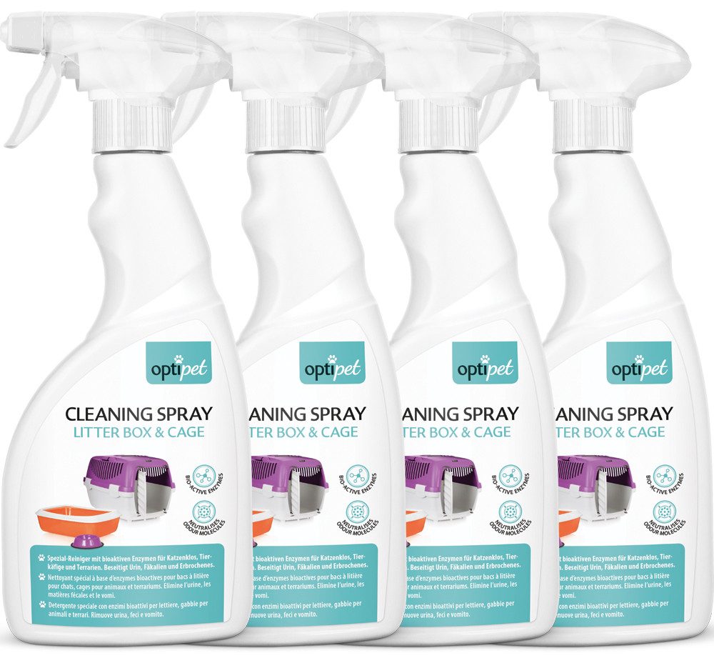 OptiPet Toiletten-Spray OPTIPET KATZENKLO REINIGER (4-St), Geruchsentferner für Katzentoiletten