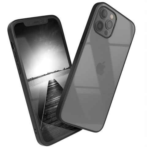EAZY CASE Handyhülle Bumper Case für Apple iPhone 12 / iPhone 12 Pro 6,1 Zoll, Hülle Durchsichtig kratzfest Back Cover mit Displayschutz Schwarz