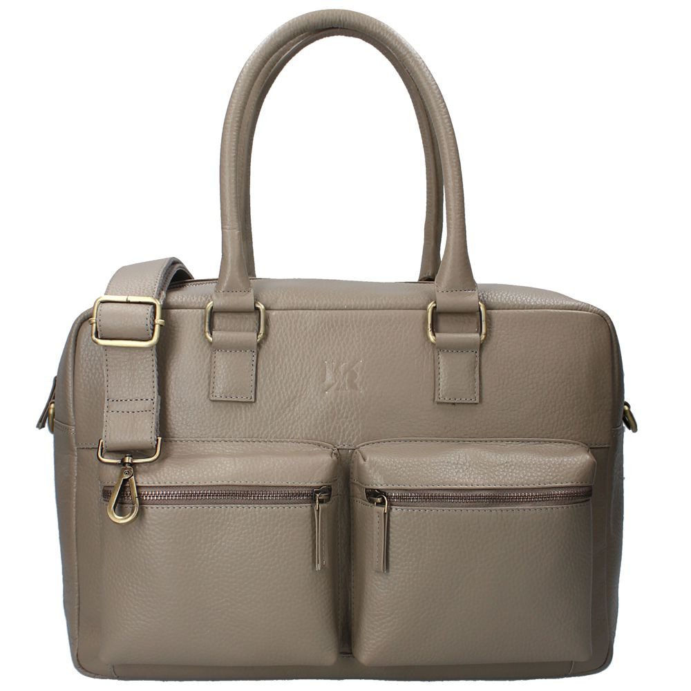 Vadobag Wickeltasche Wickeltasche mit 2 Fronttaschen Taupe Echt Leder mit Unterlage